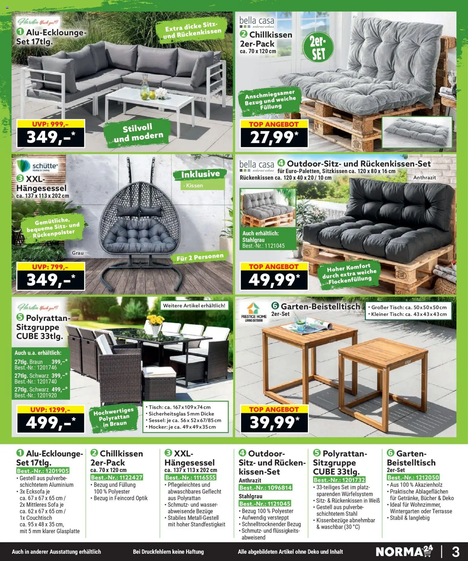 Norma Bestellmagazin April 2026 – gültig ab 01.04.2026 | Seite: 3 | Produkte: Top, Ecksofa, Kissen, Couchtisch