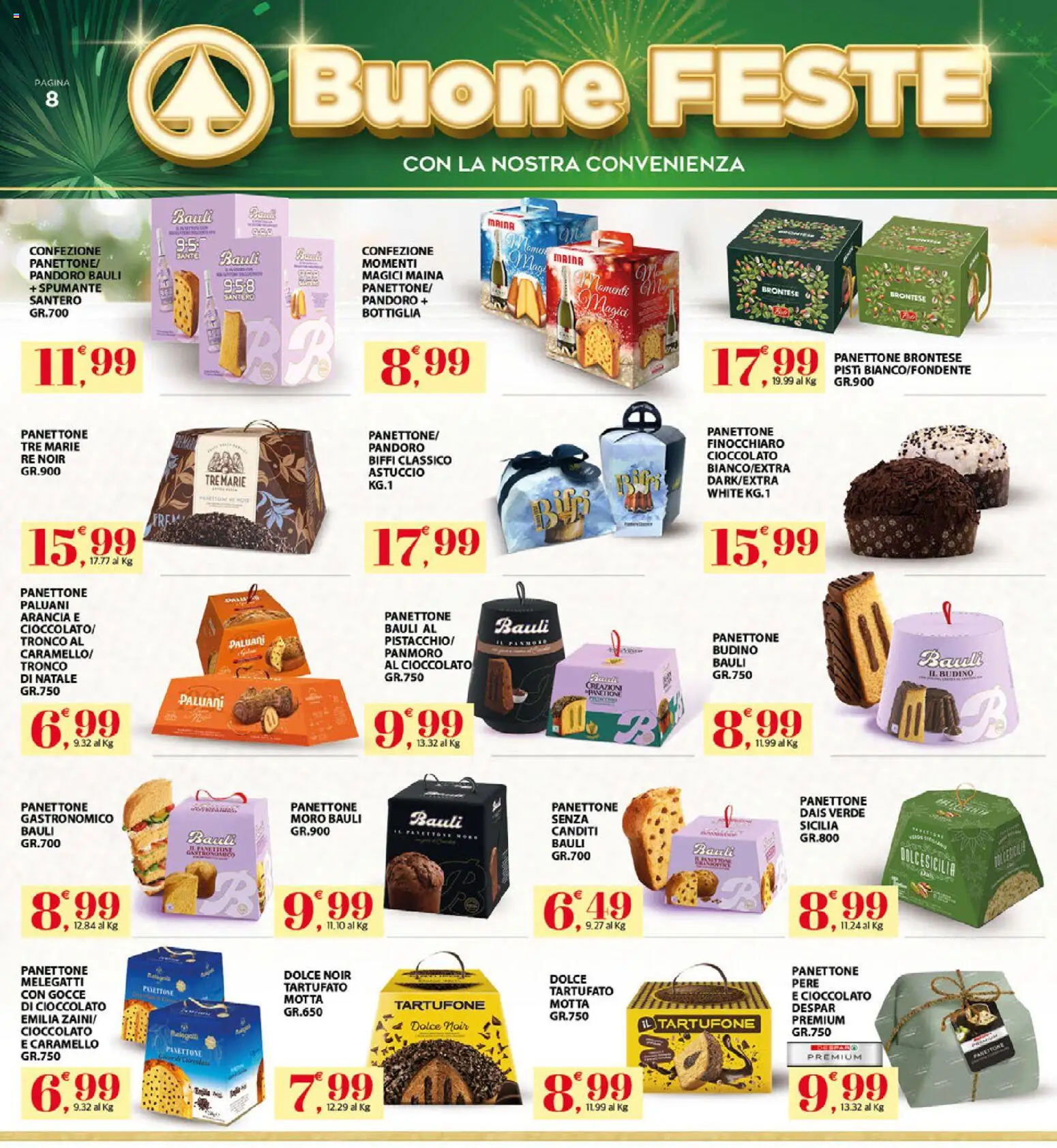 Volantino Eurospar del 29.12.2025 | Pagina: 8 | Prodotti: Pandoro, Panettone, Budino, Bottiglia