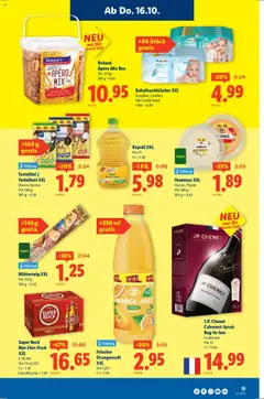 Lidl Aktionen ab 16.10.2025 gültig | Seite: 15 | Produkte: Box, Rapsöl, Orangensaft, Bier