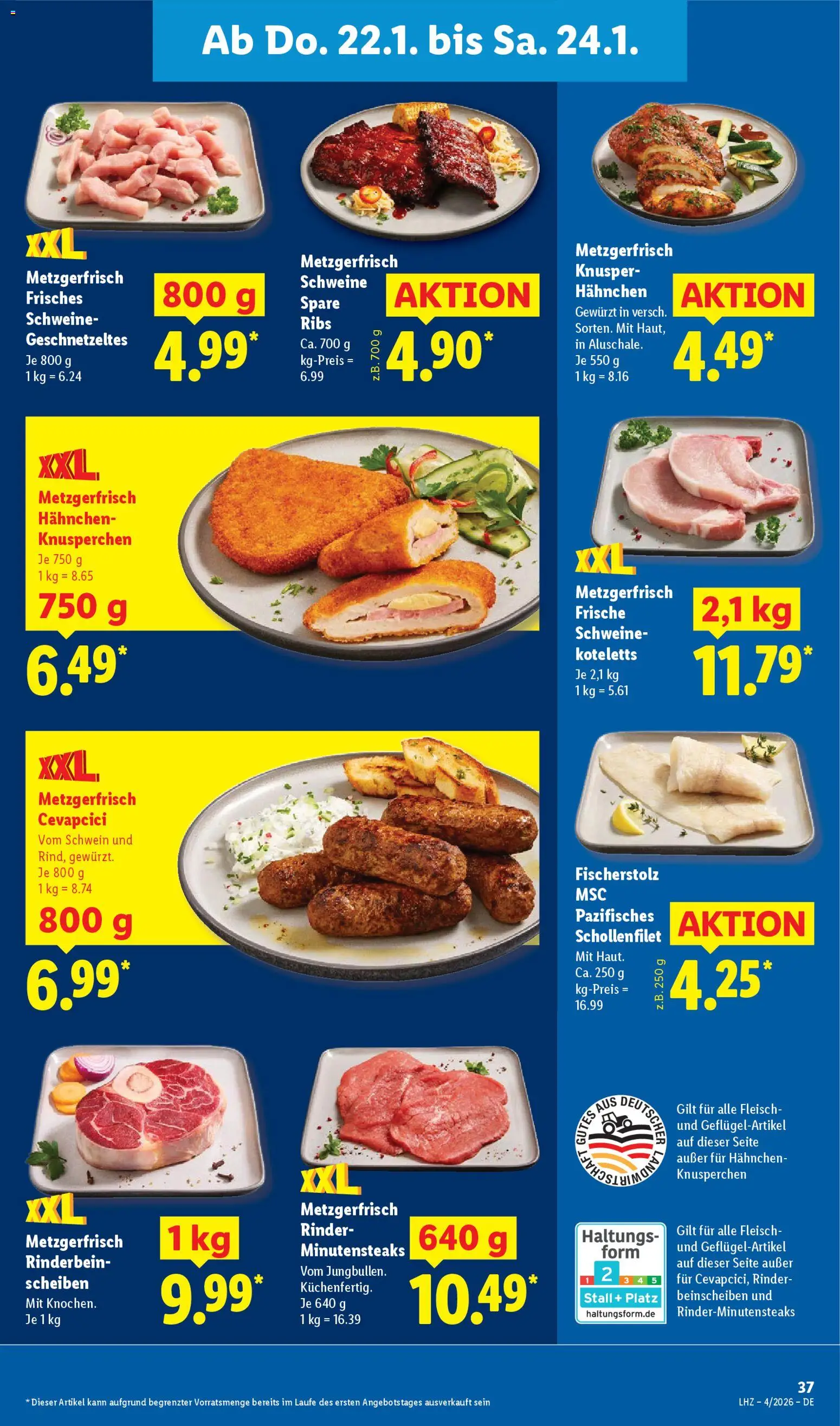 Lidl Prospekt Gladenbach – gültig ab 19.01.2026 | Seite: 55 | Produkte: Hahnchen, Cevapcici, Fleisch
