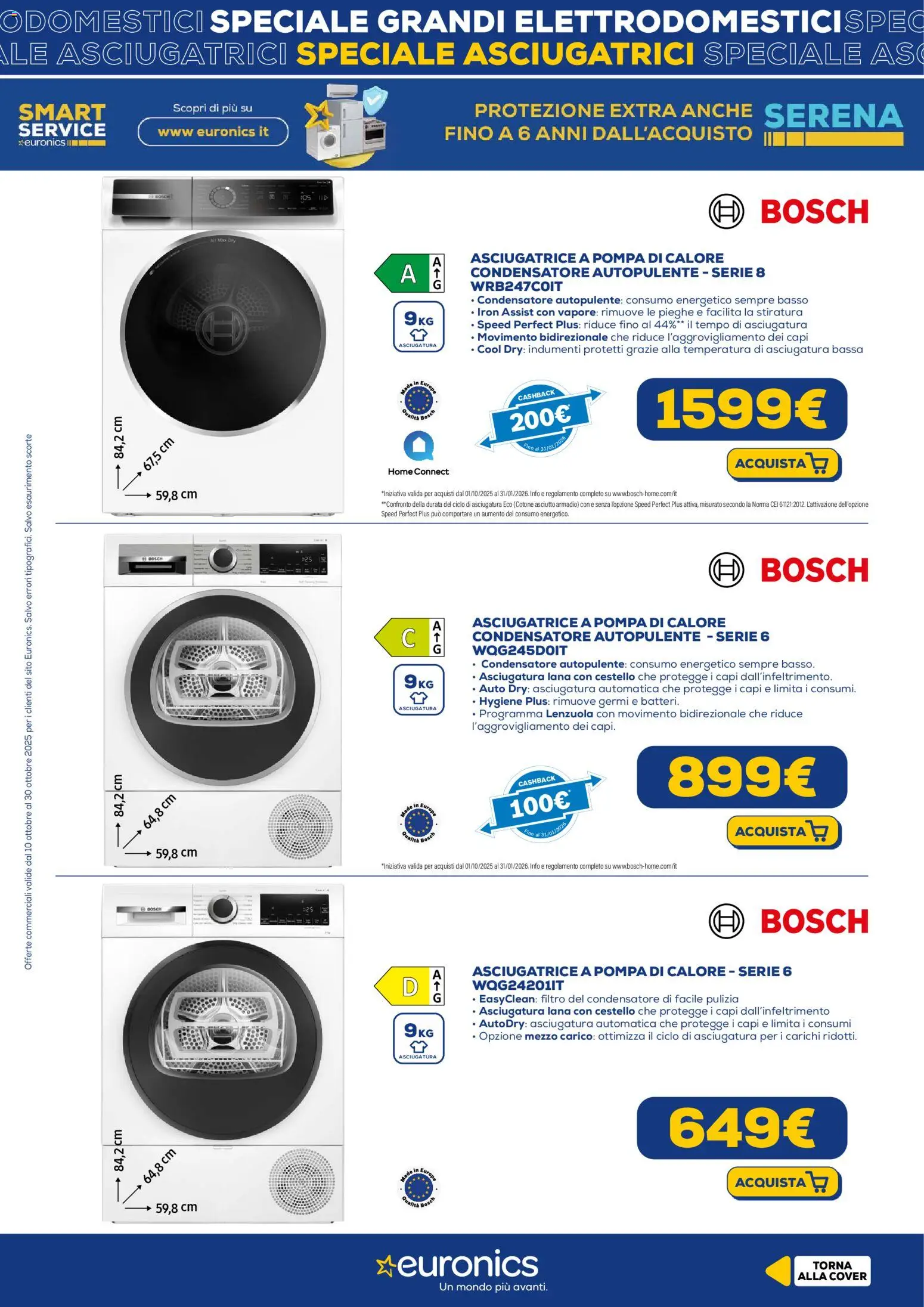 Volantino Euronics del 10.10.2025 | Pagina: 3 | Prodotti: Asciugatrice, Armadio, Lenzuola