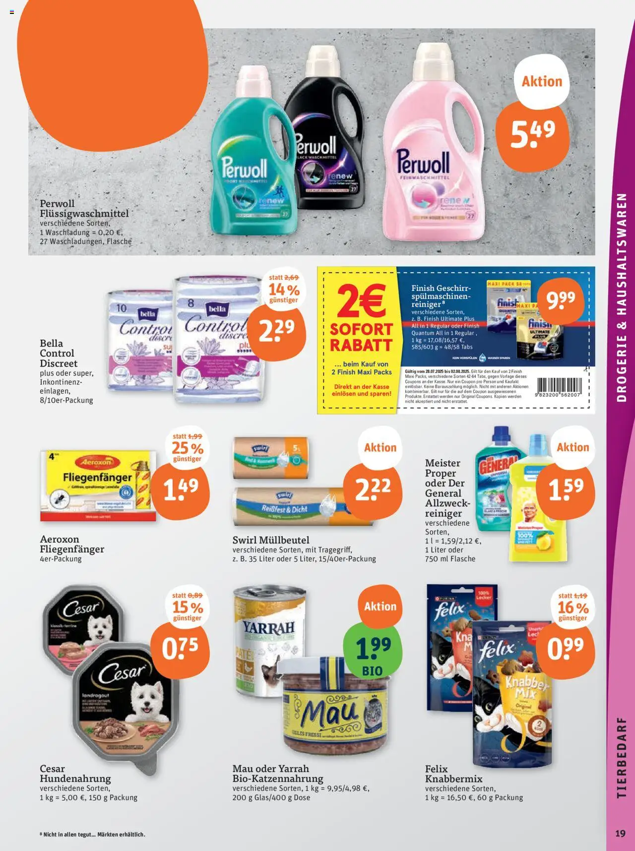 Tegut Prospekt - gültig ab dem 28.07.2025 | Seite: 21 | Produkte: Perwoll, Finish, Wasser, Waschmittel
