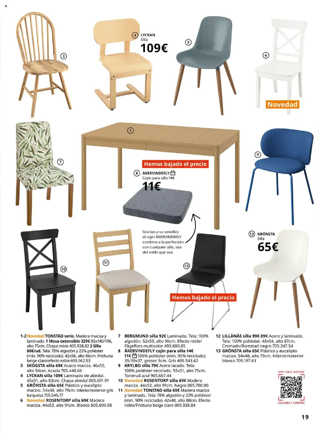 Catálogo IKEA Comedores │ válido desde el 01.09.2025 | Página: 19 | Productos: Mesa extensible, Cojín, Mesa, Silla