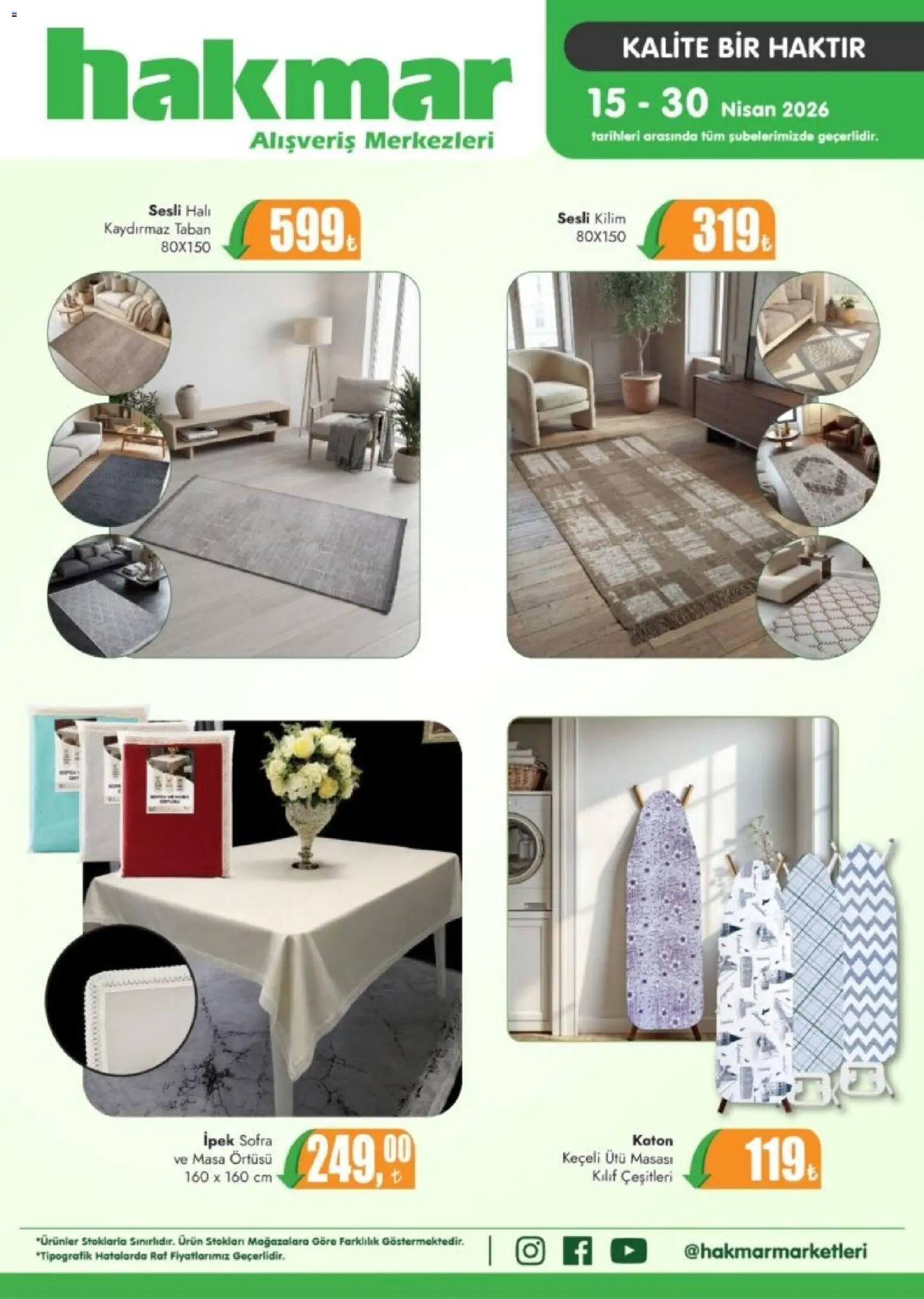 Hakmar Katalog - 15.04.2026 tarihinden itibaren geçerlidir | Sayfa: 1 | Ürünler: Masa, Halı, Masa örtüsü, Ütü
