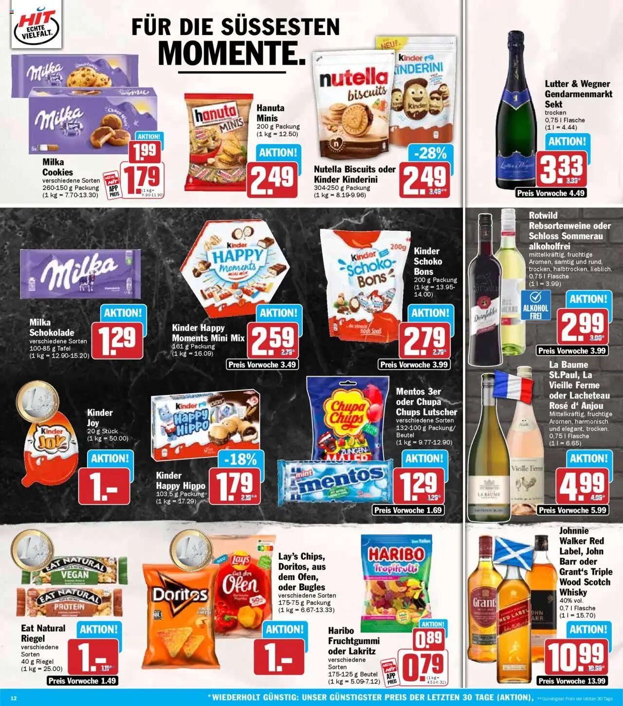 HIT Prospekt 	 - gültig ab dem 07.07.2025 | Seite: 12 | Produkte: Milka schokolade, Sekt, Nutella, Johnnie walker