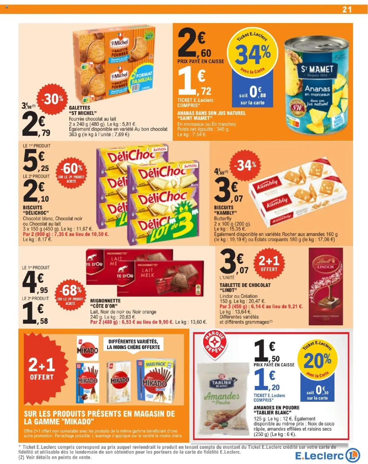 {H1} | Page: 21 | Produits: Tablette, Amandes en poudre, Tablette de chocolat Lindt, Noix