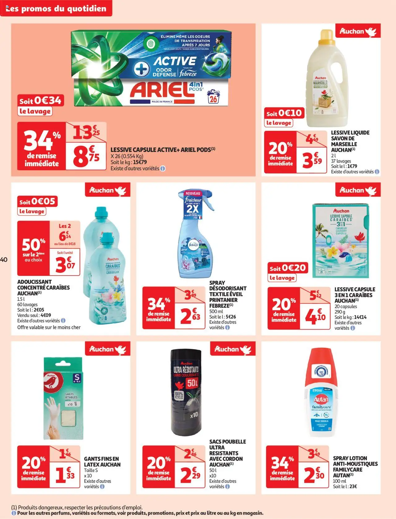 | Page: 40 | Produits: Désodorisant, Savon, Lessive, Gants