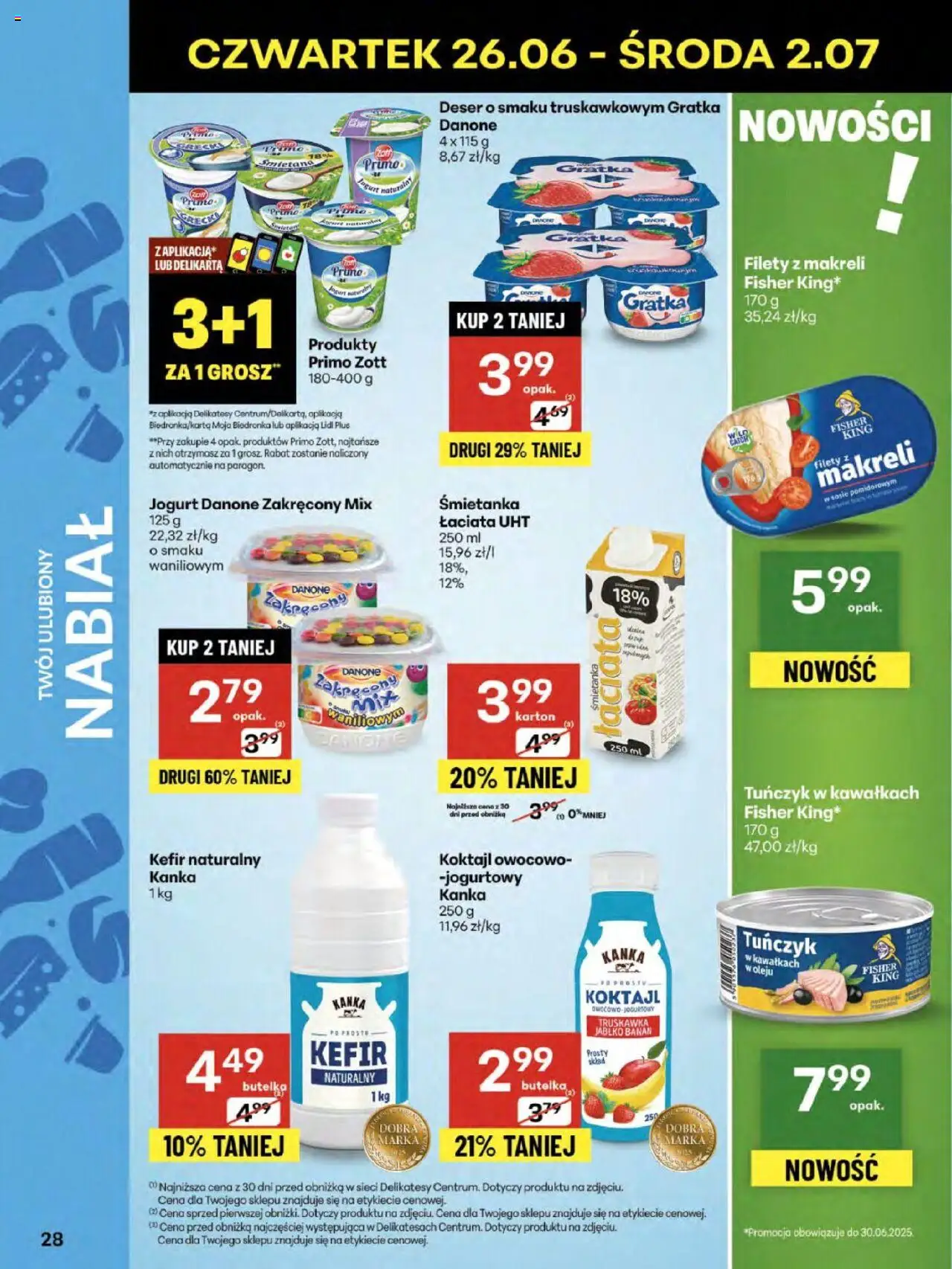 Delikatesy Centrum Gazetka - Sklepy Własne od 26.06.2025 | Strona: 28 | Produkty: Jogurt naturalny, Tuńczyk, Jogurt, Banan