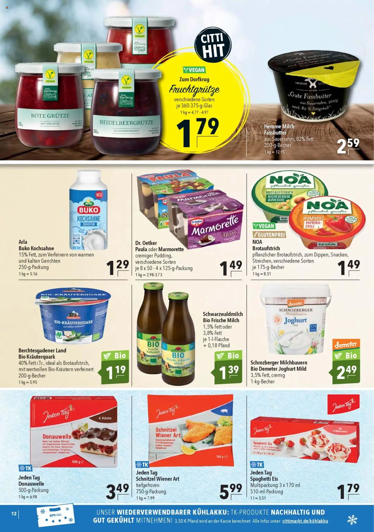 CITTI Markt Prospekt 	 - gültig ab dem 27.08.2025 | Seite: 12 | Produkte: Schnitzel, Paprika, Arla buko, Eis