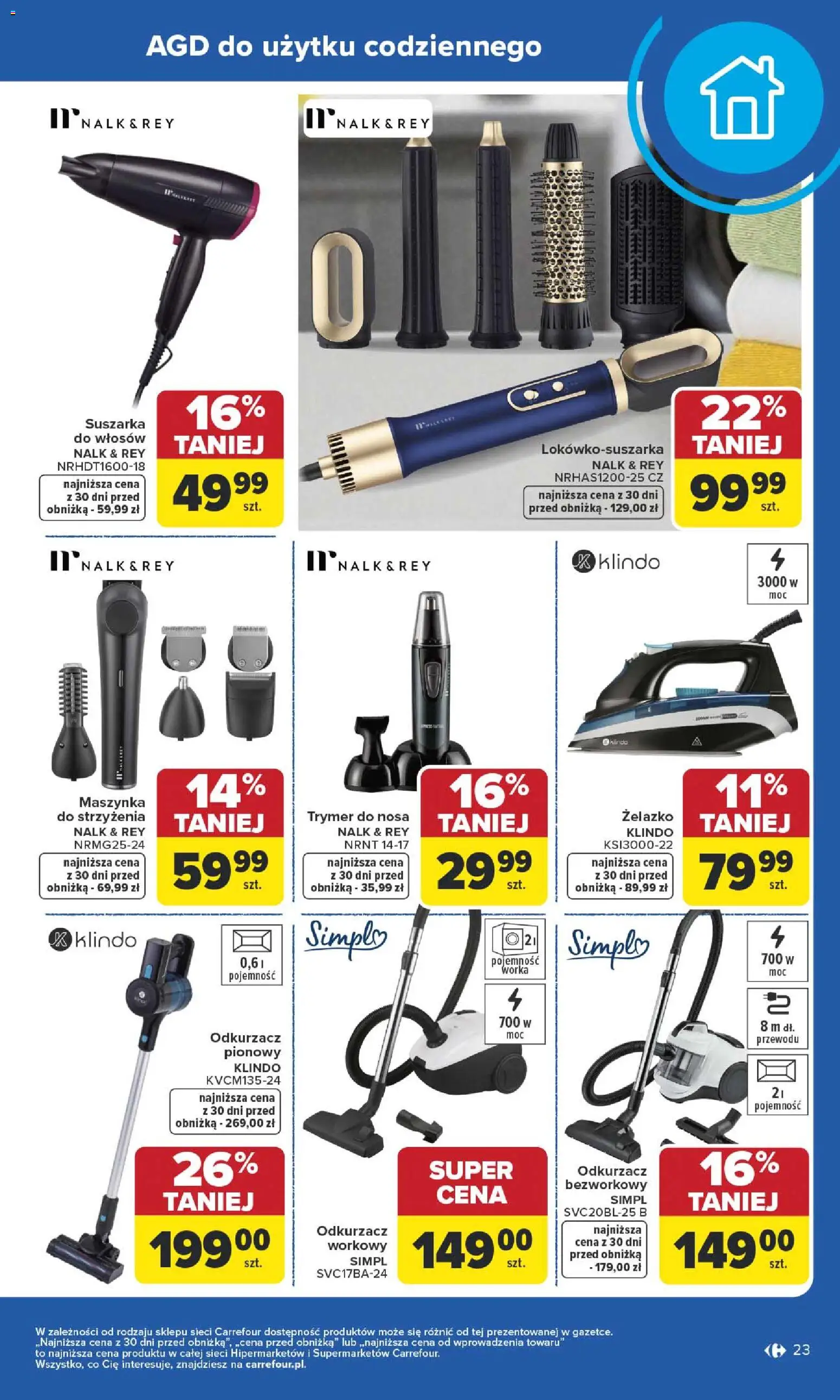 Carrefour Gazetka - Wybierz Jakość W Najlepszej Cenie od 19.01.2026 | Strona: 23 | Produkty: Suszarka, Odkurzacz, Suszarka do włosów, Maszynka do strzyżenia