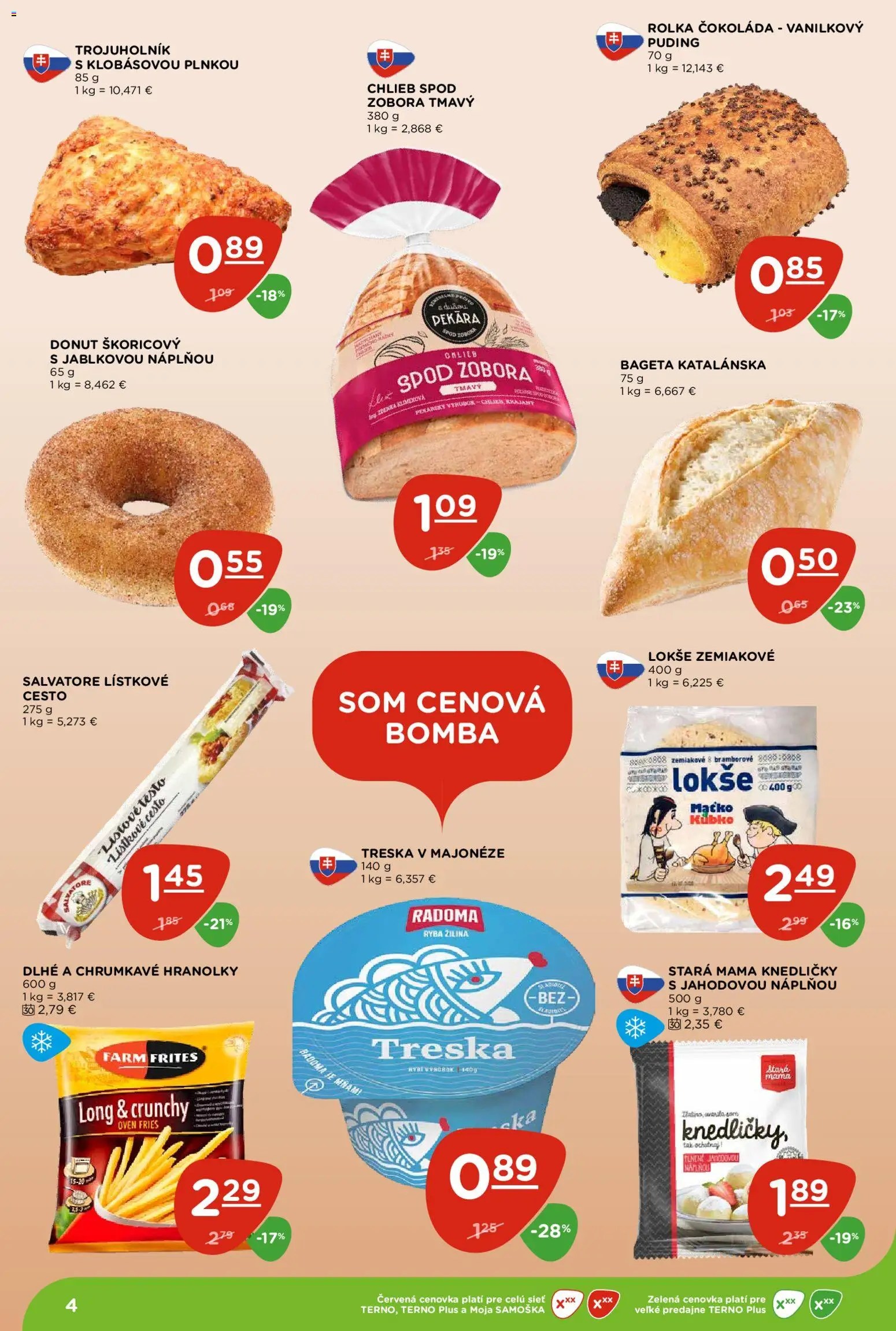 Nové Terno akcie – leták je platný od 19.02.2026 | Strana: 4 | Produkty: Chlieb, Puding, Čokoláda, Lístkové cesto
