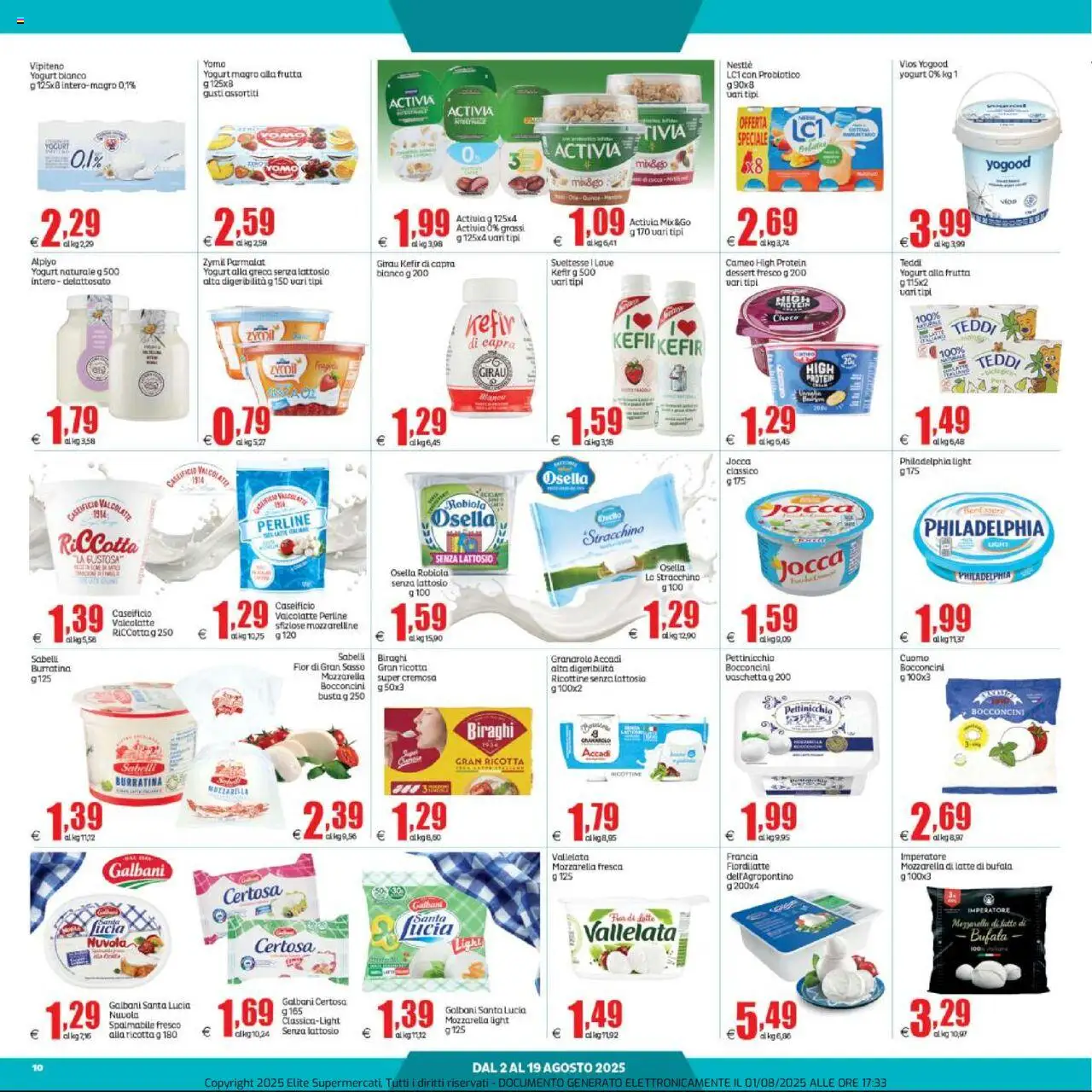 Volantino Elite Supermercati del 02.08.2025 | Pagina: 10 | Prodotti: Frutta, Latte, Ricotta, Robiola