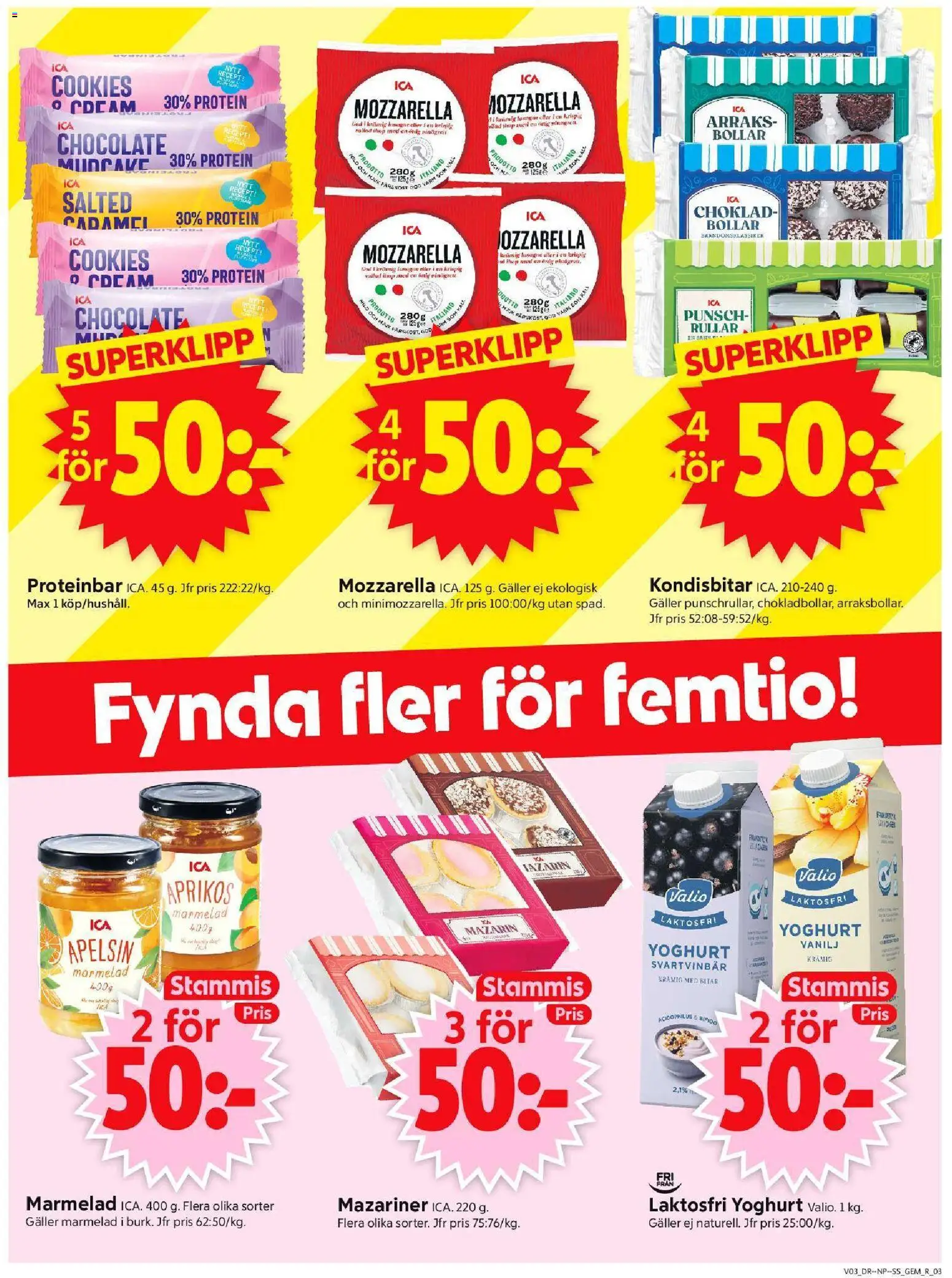 ICA Supermarket reklamblad aktuell från 12.01.2026 | Sida: 3 | Produkter: Galler, Proteinbar, Yoghurt, Choklad