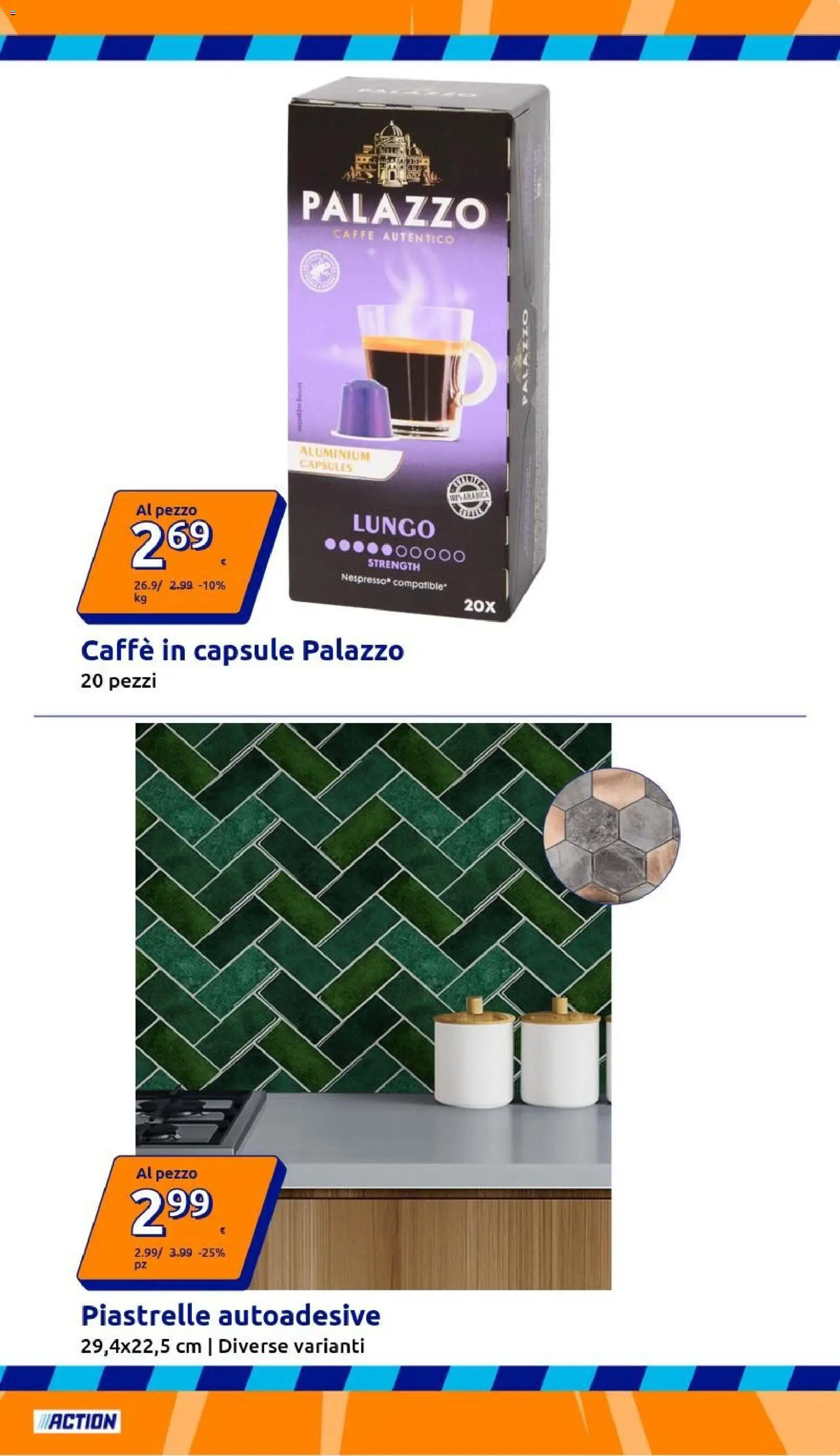 Volantino Action del 29.04.2026 | Pagina: 9 | Prodotti: Caffè, Piastrelle, Caffe in capsule