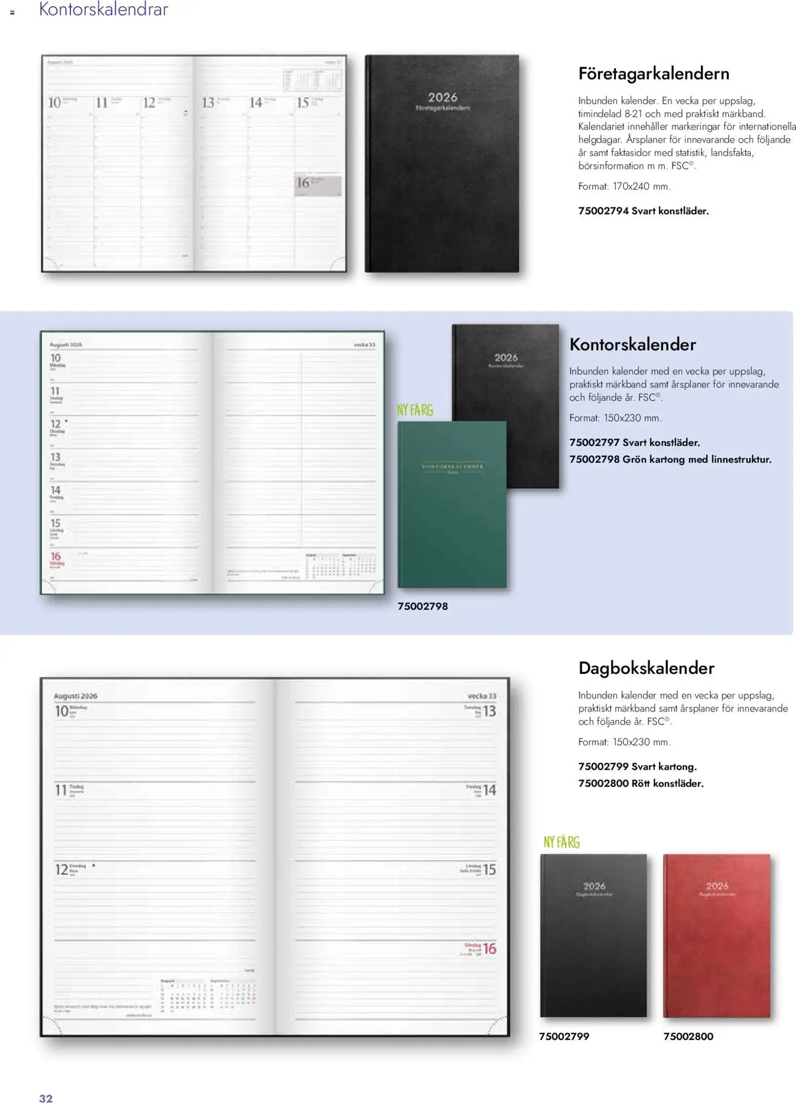 Lyreco reklamblad aktuell från 26.01.2026 | Sida: 32 | Produkter: Kartong, Kalender