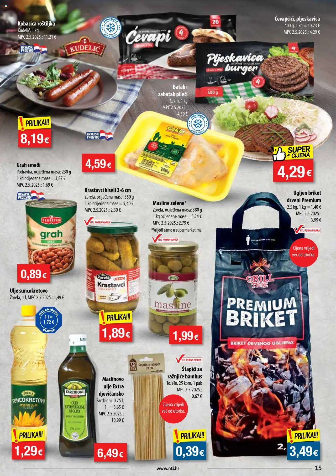 NTL katalog | vrijedi od 06.08.2025 | Stranica: 15 | Proizvodi: Masline, Krastavci, Kobasica, Štapići