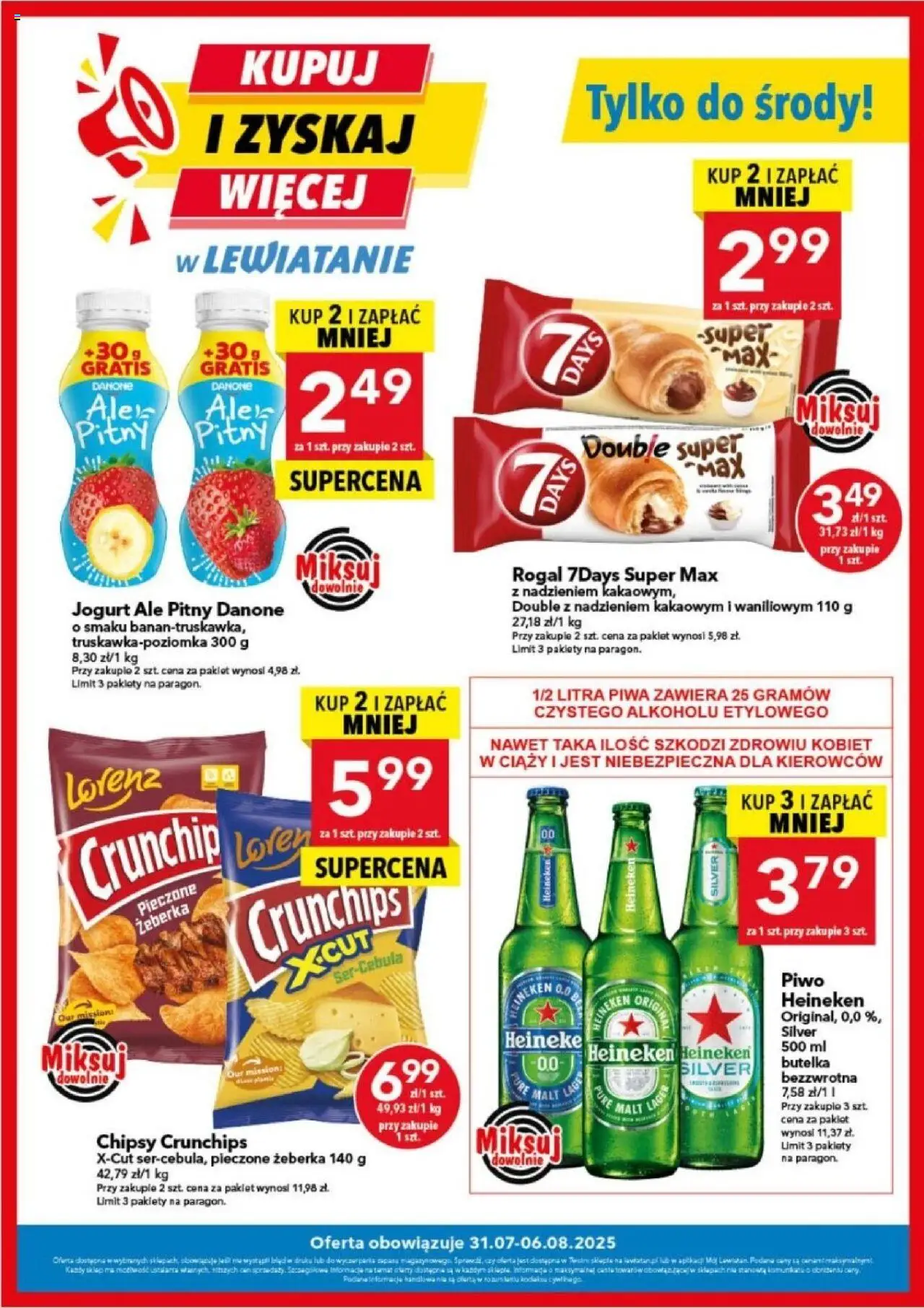 Lewiatan gazetka - Kupuj i zyskaj więcej od 31.07.2025 | Strona: 1 | Produkty: Chipsy, Jogurt, Piwo, Heineken