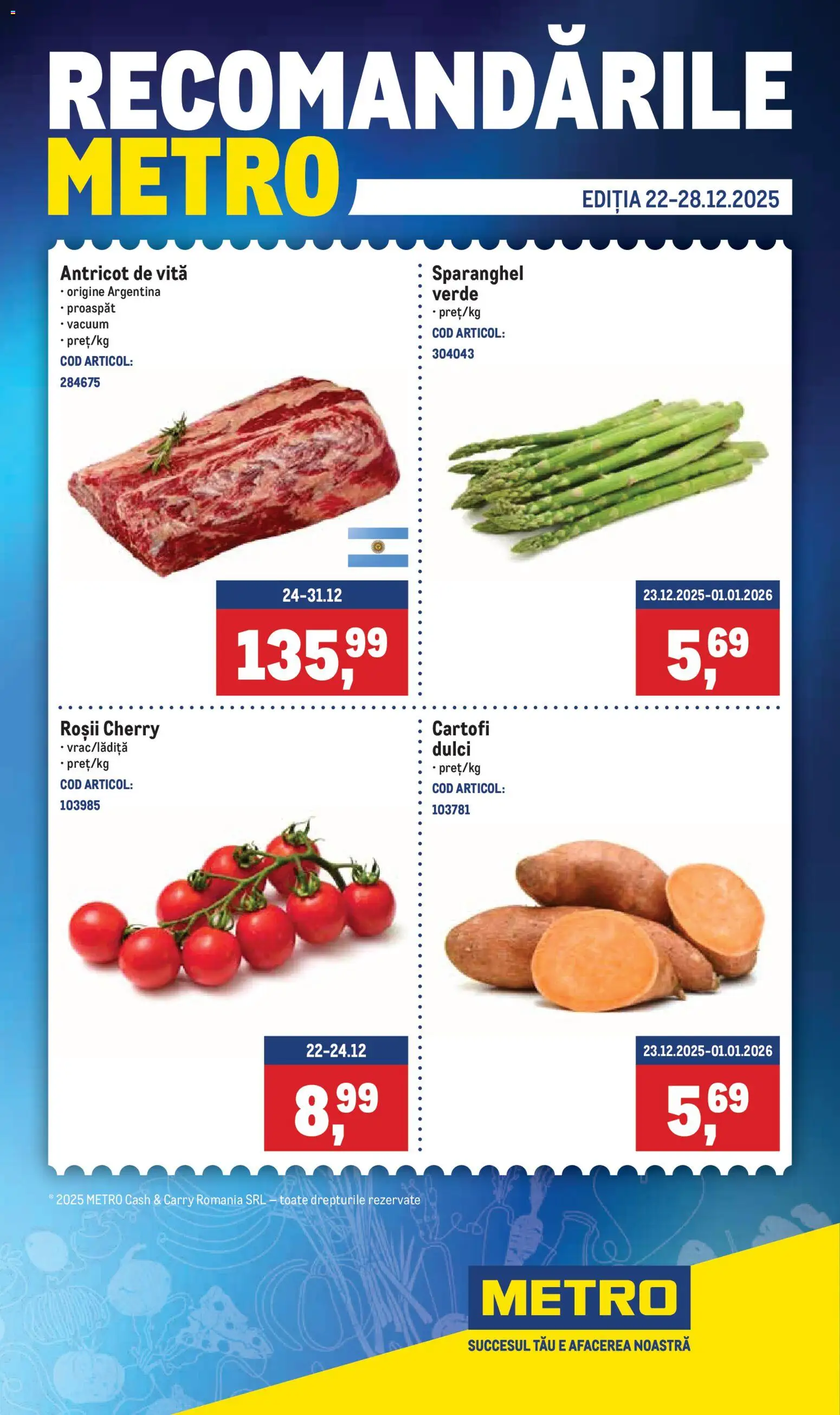 Noul catalog Metro – valabil de la 29.12.2025 | Pagină: 1 | Produse: Yağ sökücü, Roșii, Cartofi