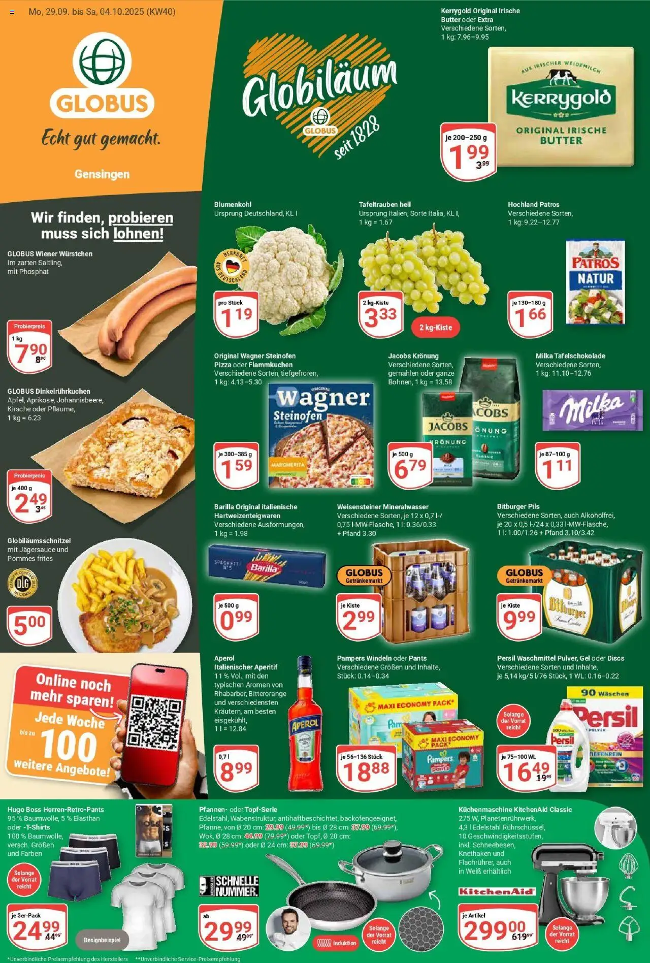 Globus prospekt Gensingen	 – gültig ab 28.09.2025 | Seite: 3 | Produkte: Wiener wurstchen, Patros, Pommes frites, Mineralwasser