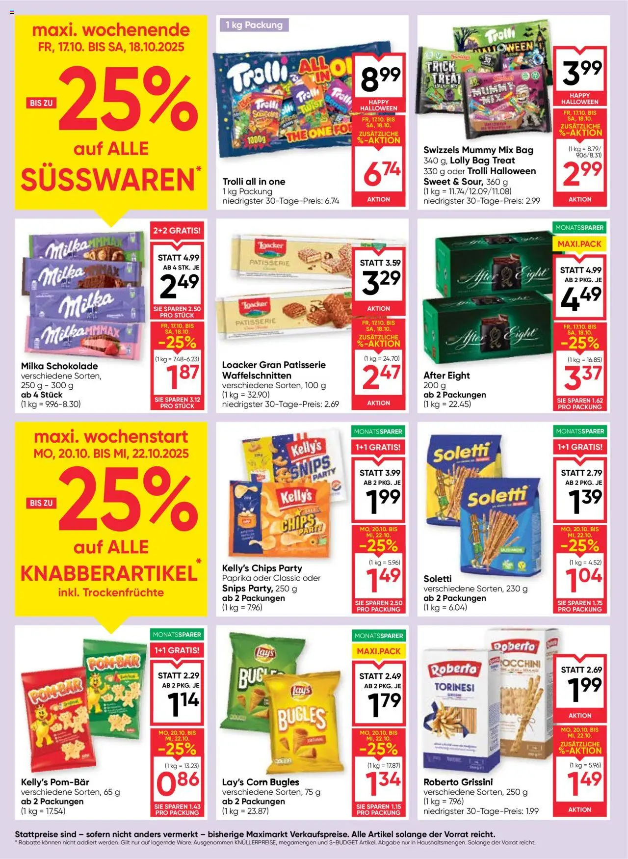 Maximarkt Flugblatt gültig ab 16.10.2025 | Seite: 12 | Produkte: Chips, Schokolade