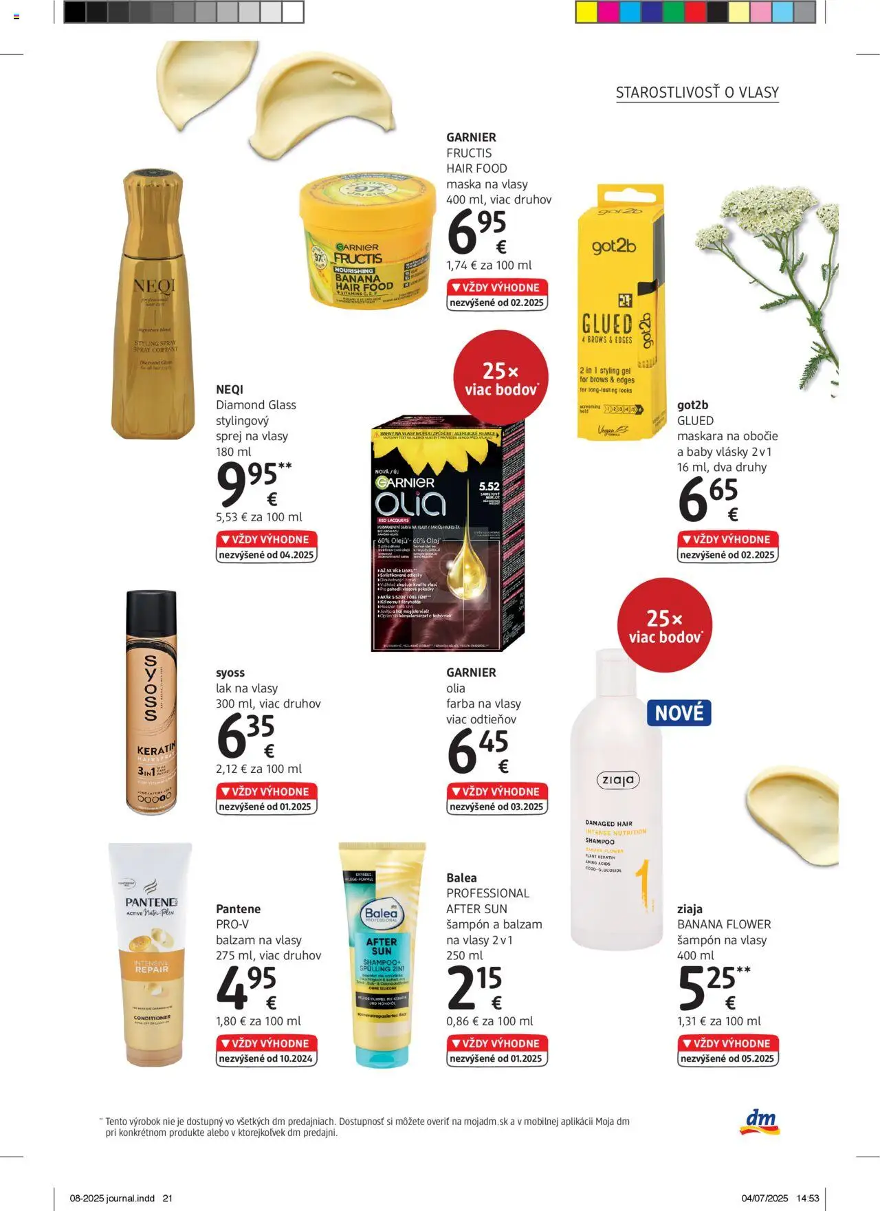 dm drogerie Journal august 2025 │ platný od 01.08.2025 | Strana: 21 | Produkty: Maska na vlasy, Lak na vlasy, Farba na vlasy, Maska