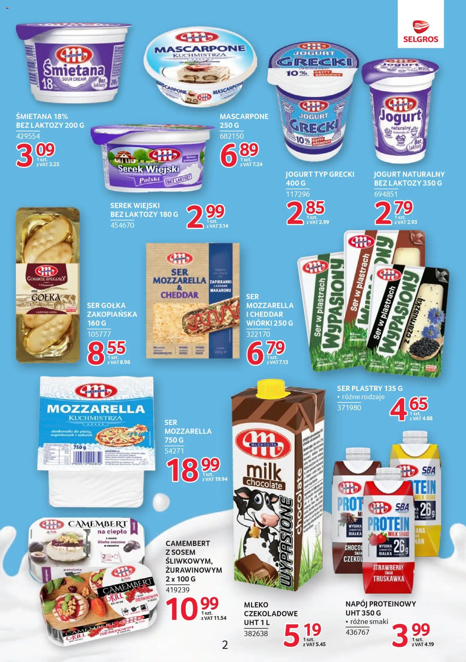 Selgros cash&carry Gazetka - Markowe produkty od 08.01.2026 | Strona: 2 | Produkty: Serek, Lasagne, Mascarpone, Mleko