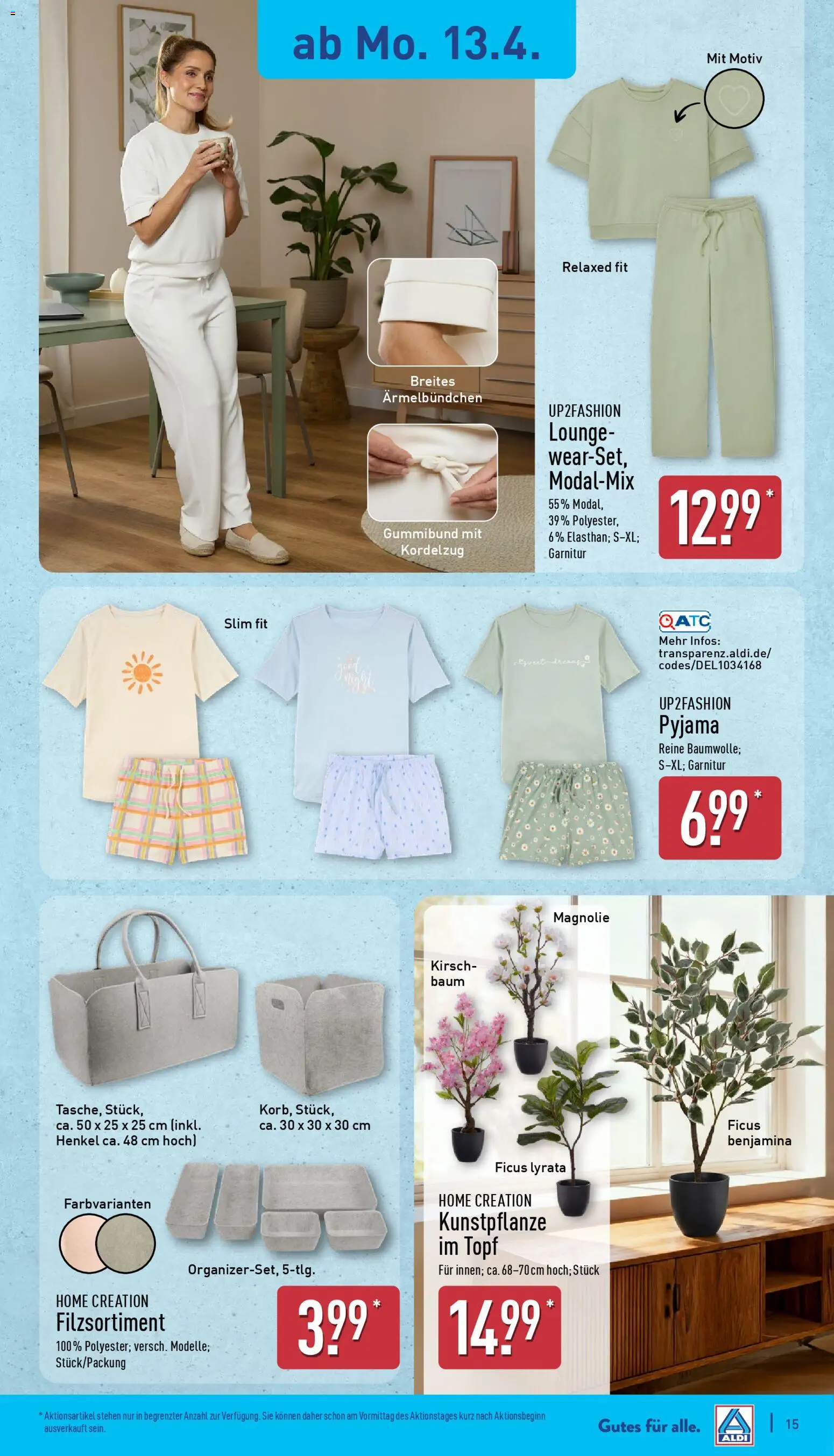 Aldi Prospekt 	 – gültig ab 13.04.2026 | Seite: 19 | Produkte: Pyjama, Home creation