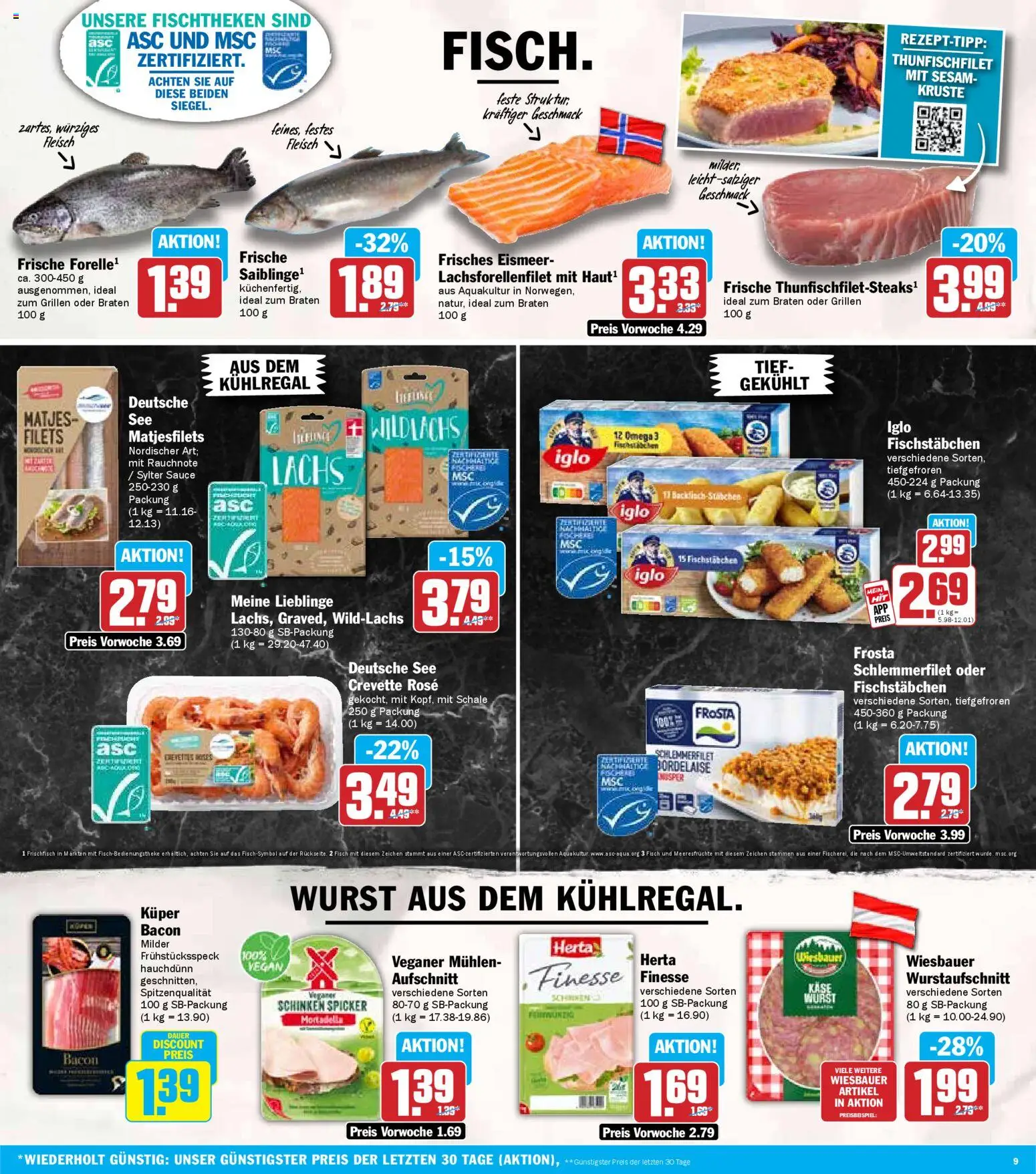 HIT Bayern – gültig ab 29.12.2025 | Seite: 9 | Produkte: Iglo, Frosta, Wurst, Fleisch