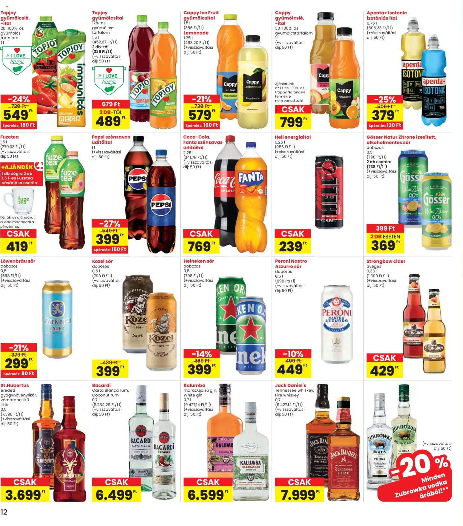 Interspar akciós ujság - amely érvényes a következő dátumtól: 12.03.2026 | Oldal: 12 | Termékek: Whiskey, Heineken, Bacardi, Mangó