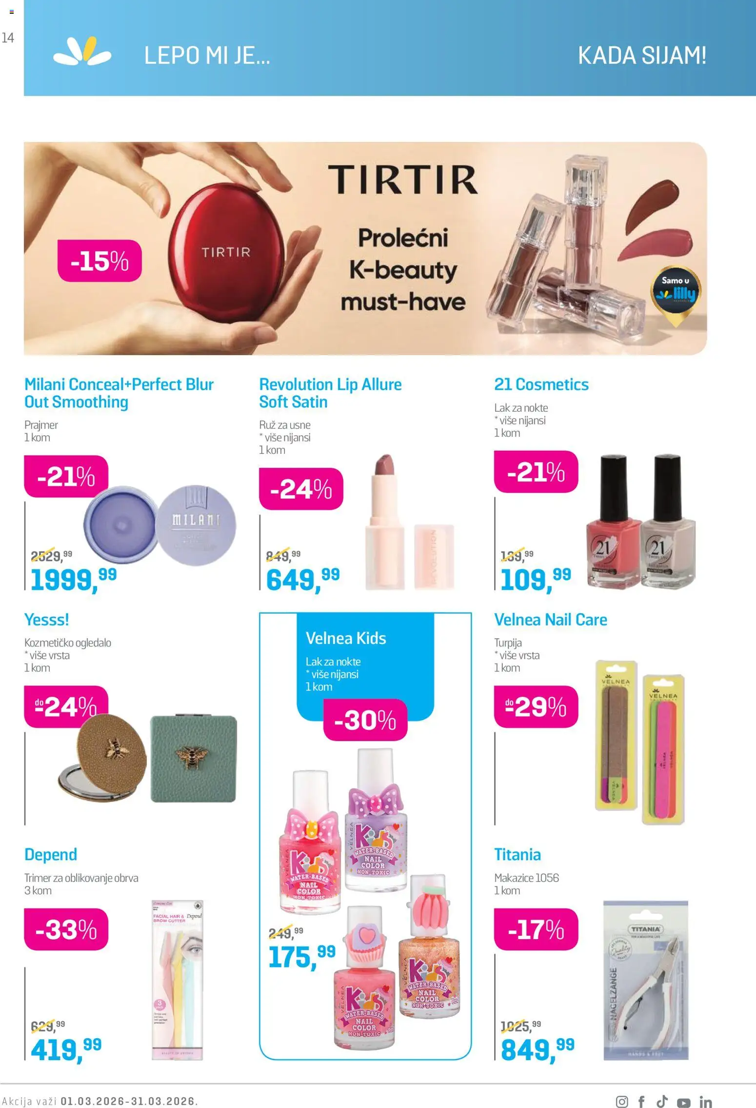 Lilly drogerie katalog - važi od 01.03.2026 | Strana: 14 | Proizvode: Ogledalo, Lak za nokte, Trimer