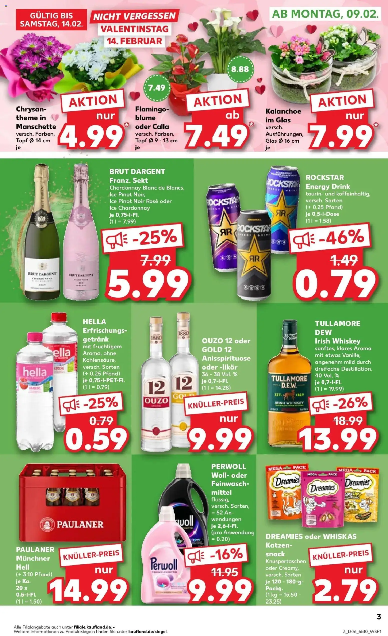 Kaufland prospekt Straelen	 – gültig ab 09.02.2026 | Seite: 3 | Produkte: Rockstar energy, Sekt, Likör, Paulaner
