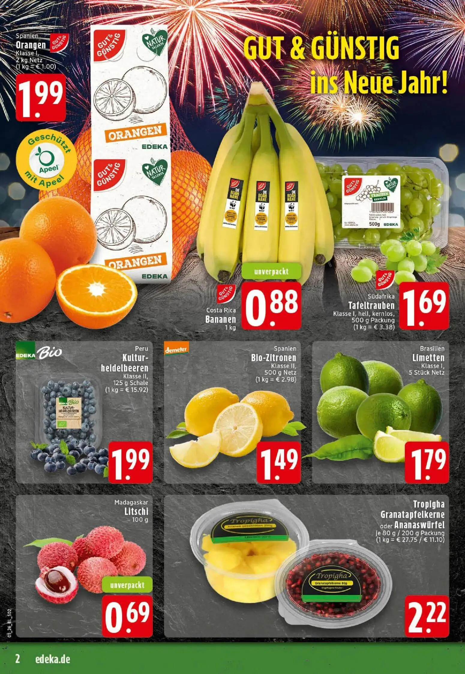 Edeka prospekt Hörstel-Riesenbeck	 – gültig ab 28.12.2025 | Seite: 2 | Produkte: Limetten, Trauben, Orangen, Heidelbeeren