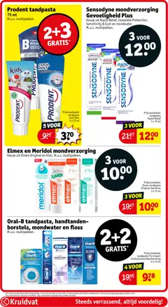 Prodent tandpasta, 75 ml. M.u.v. multipakken. - Voorbeeld van een folder van Kruidvat, geldig van 31.03.2026 | Pagina: 16 | Producten: Tandpasta, Mondwater, Kan, Mondverzorging