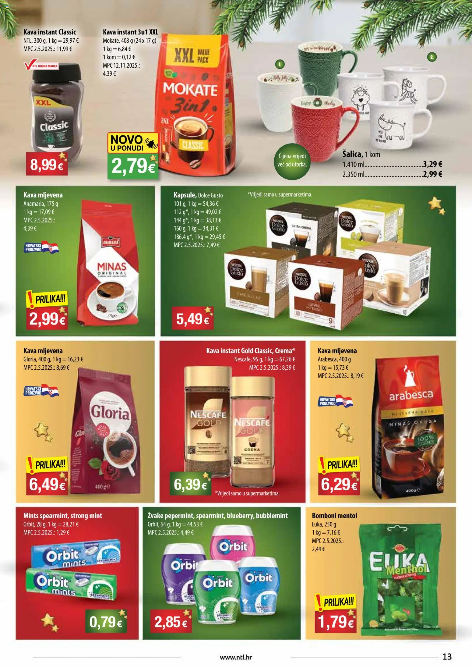 NTL katalog | vrijedi od 17.12.2025 | Stranica: 13 | Proizvodi: Mljevena kava, Dolce Gusto, Arabesca, Nescafe Gold