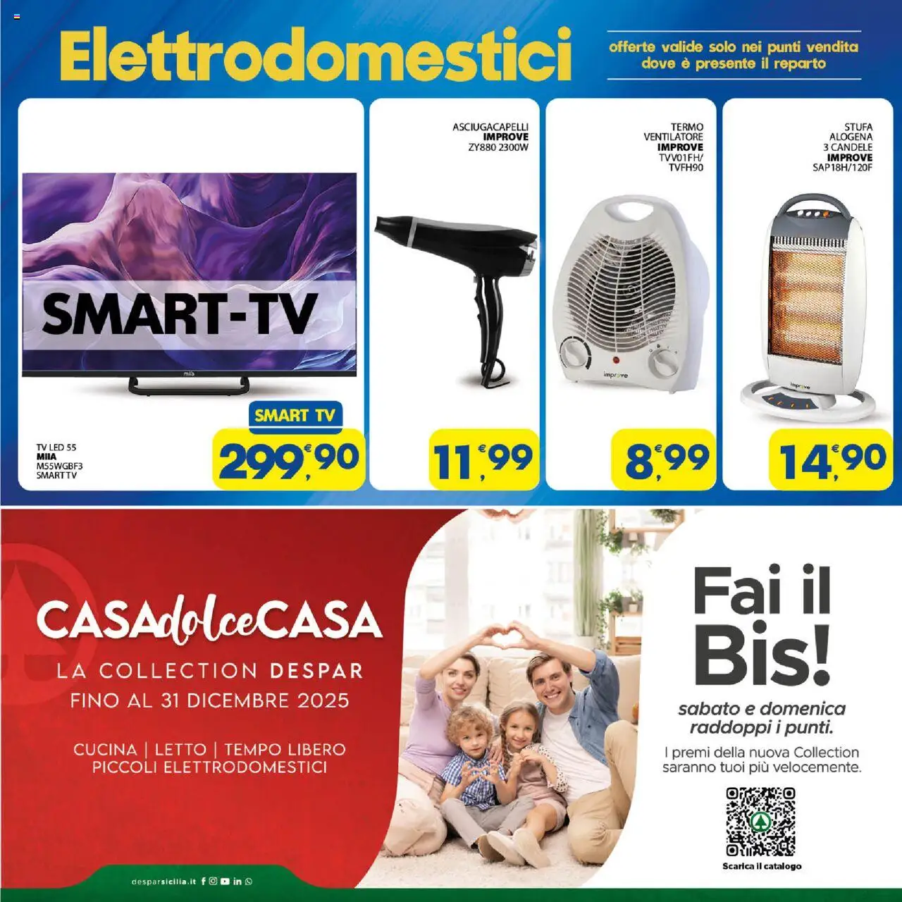 Volantino Eurospar del 10.10.2025 | Pagina: 21 | Prodotti: Stufa, TV, Asciugacapelli, Letto