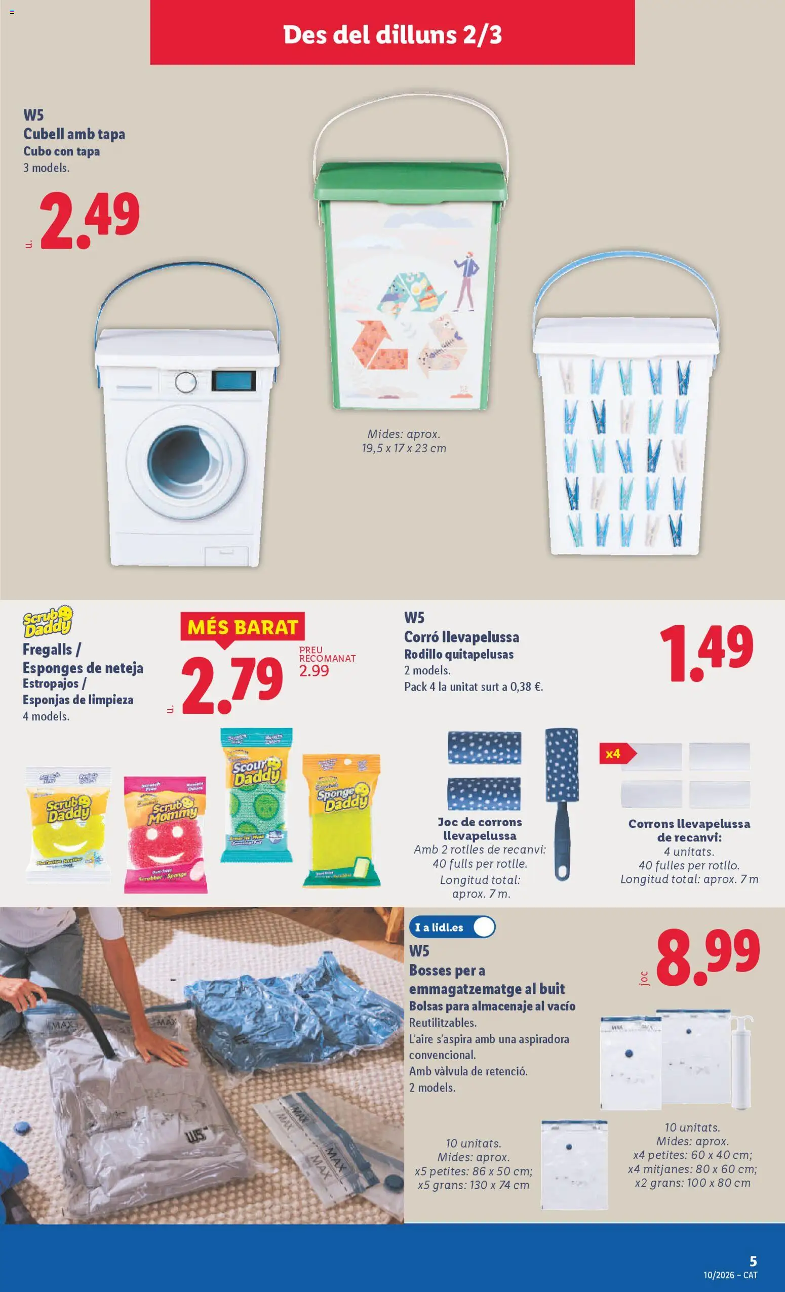 Lidl folleto de bazar │ válido desde el 02.03.2026 | Página: 9 | Productos: Cubo con tapa, Aspiradora, Table pliante, Almacenaje