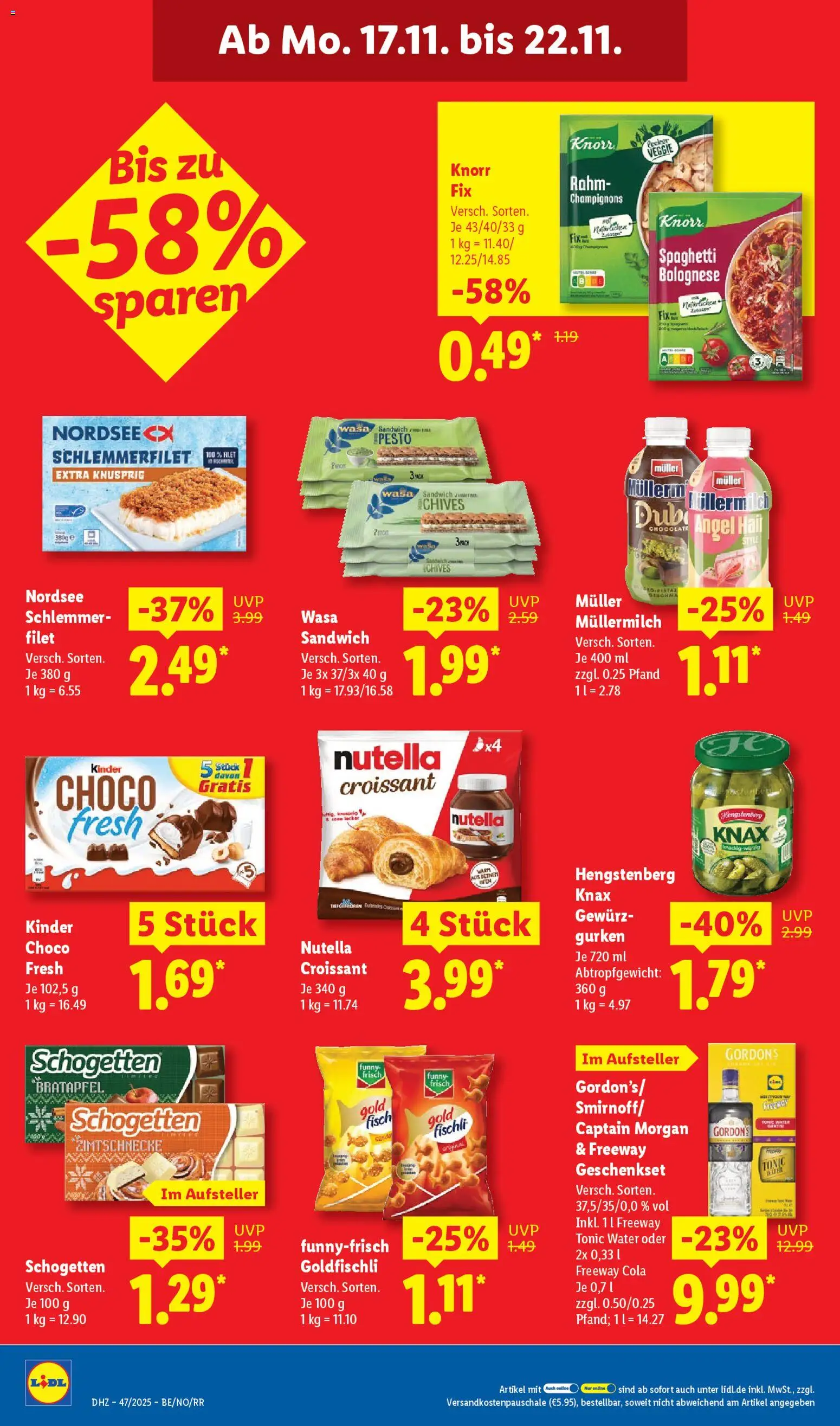 Lidl Prospekt Holzminden – gültig ab 17.11.2025 | Seite: 14 | Produkte: Nutella, Fisch, Champignons, Müllermilch