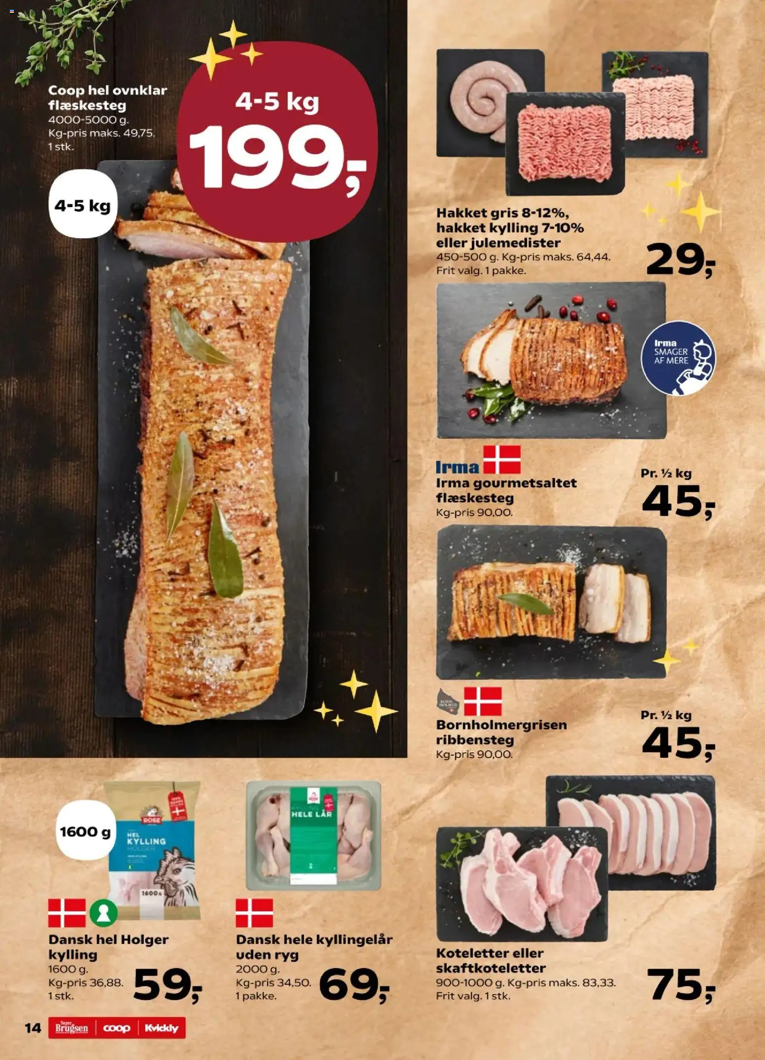 Kvickly tilbudsavis – gyldig fra 14.11.2025 | Side: 14 | Produkter: Koteletter, Flæskesteg