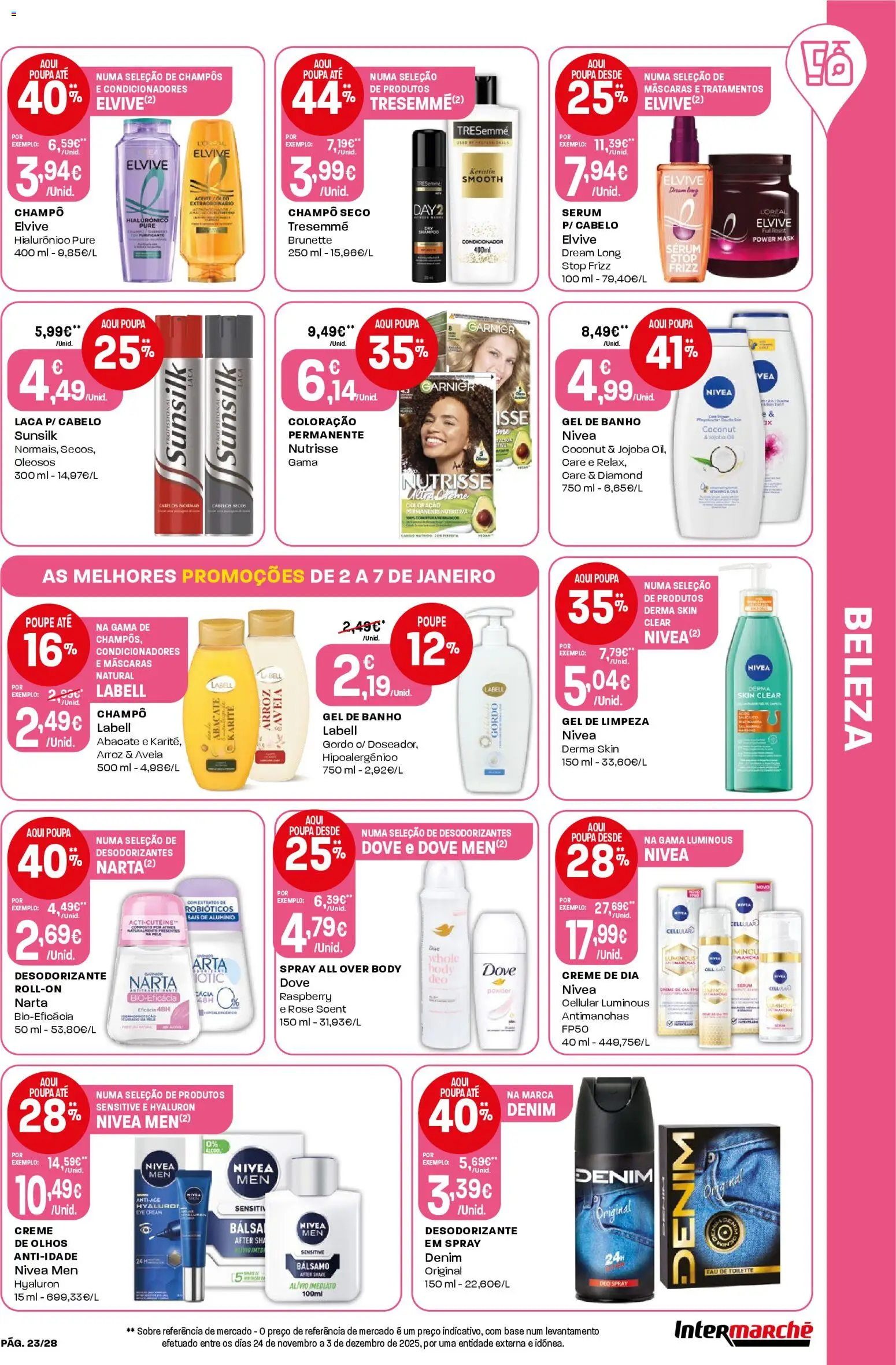 Intermarché folheto │ válido de 02.01.2026 | Página: 23 | Produtos: Condicionador, Gel de banho, Sérum, Gel de limpeza