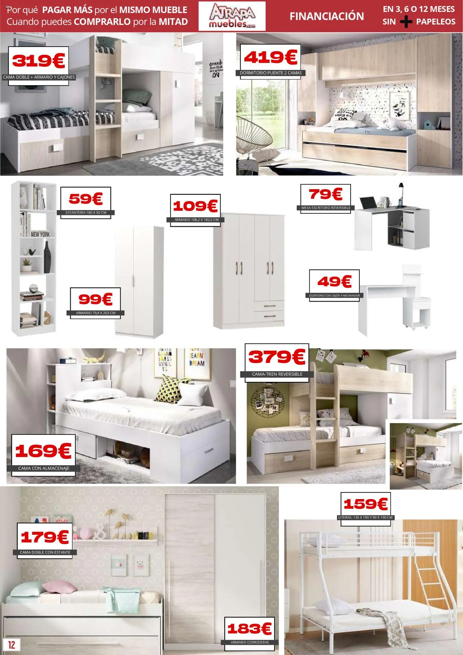 Atrapa Muebles folleto │ válido desde el 03.03.2026 | Página: 12 | Productos: Archivador, Cama, Estante, Armario
