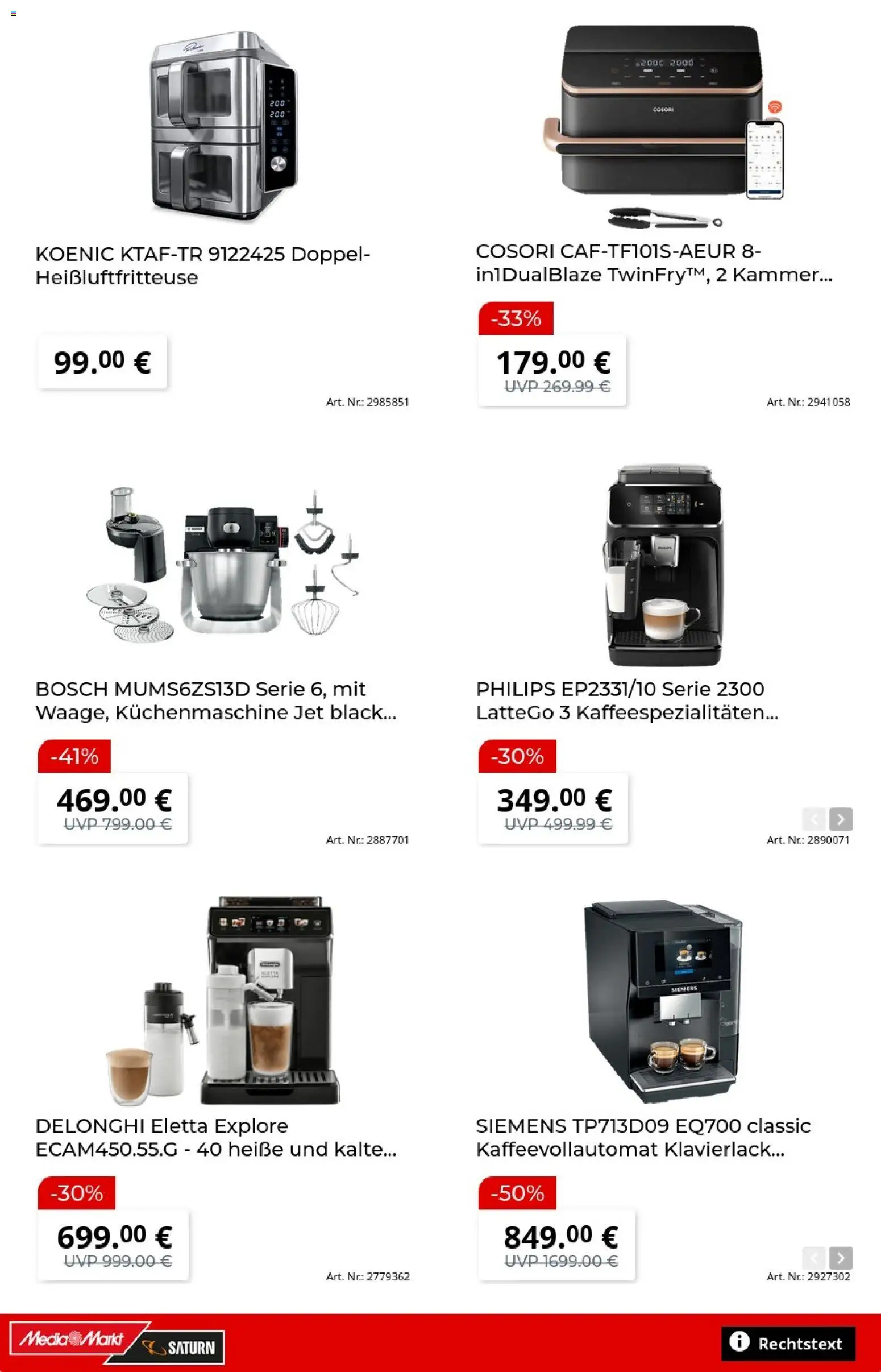 Media Markt Prospekt 	 – gültig ab 23.03.2026 | Seite: 14 | Produkte: Bosch, Philips, Kaffeevollautomat, Heißluftfritteuse