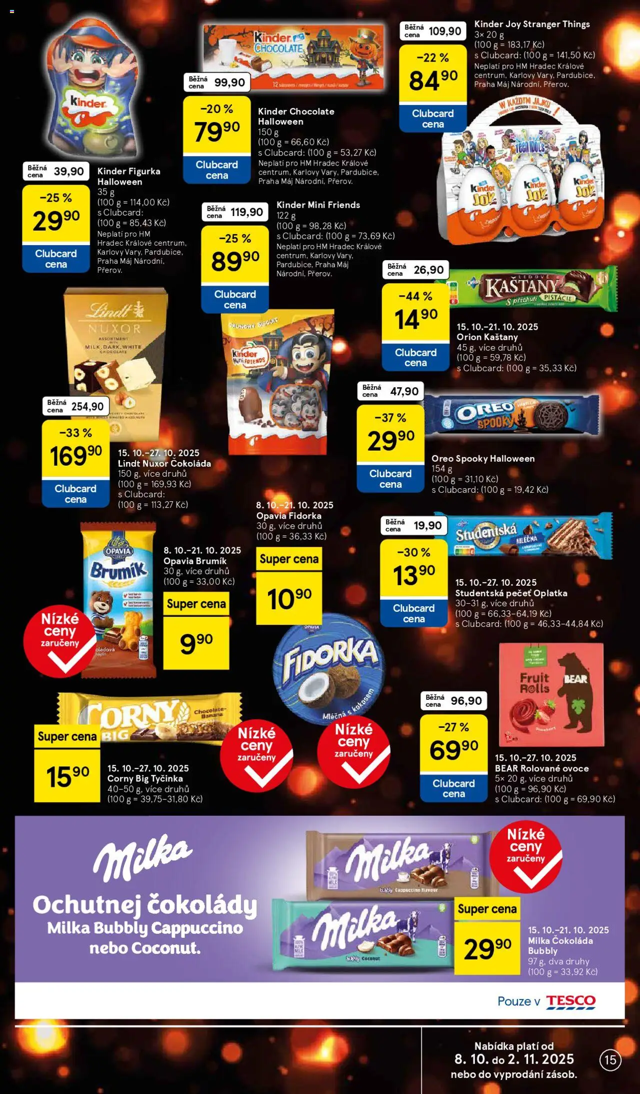 Tesco leták - Hypermarket od 15.10.2025 | Strana: 15 | Produkty: Lindt, Milka, Pistácie, Oreo