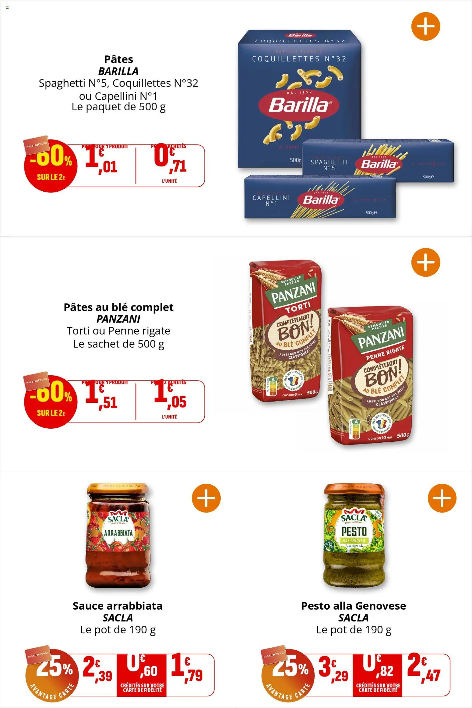 {H1} | Page: 25 | Produits: Spaghetti, Pesto, Coquillettes, Pâtes