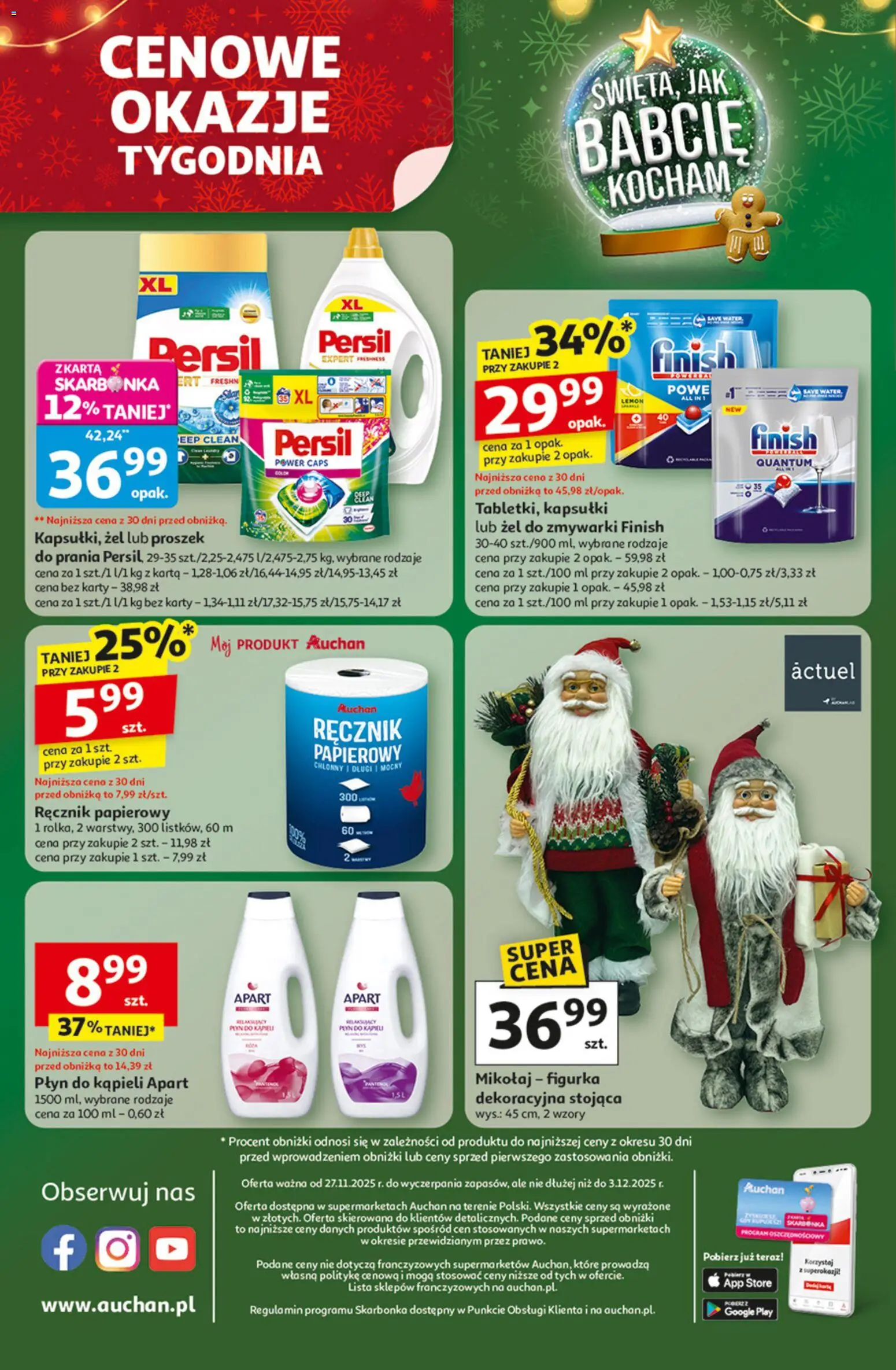 Auchan Gazetka od 27.11.2025 | Strona: 8 | Produkty: Persil, Płyn do kąpieli, Finish, Ręcznik papierowy