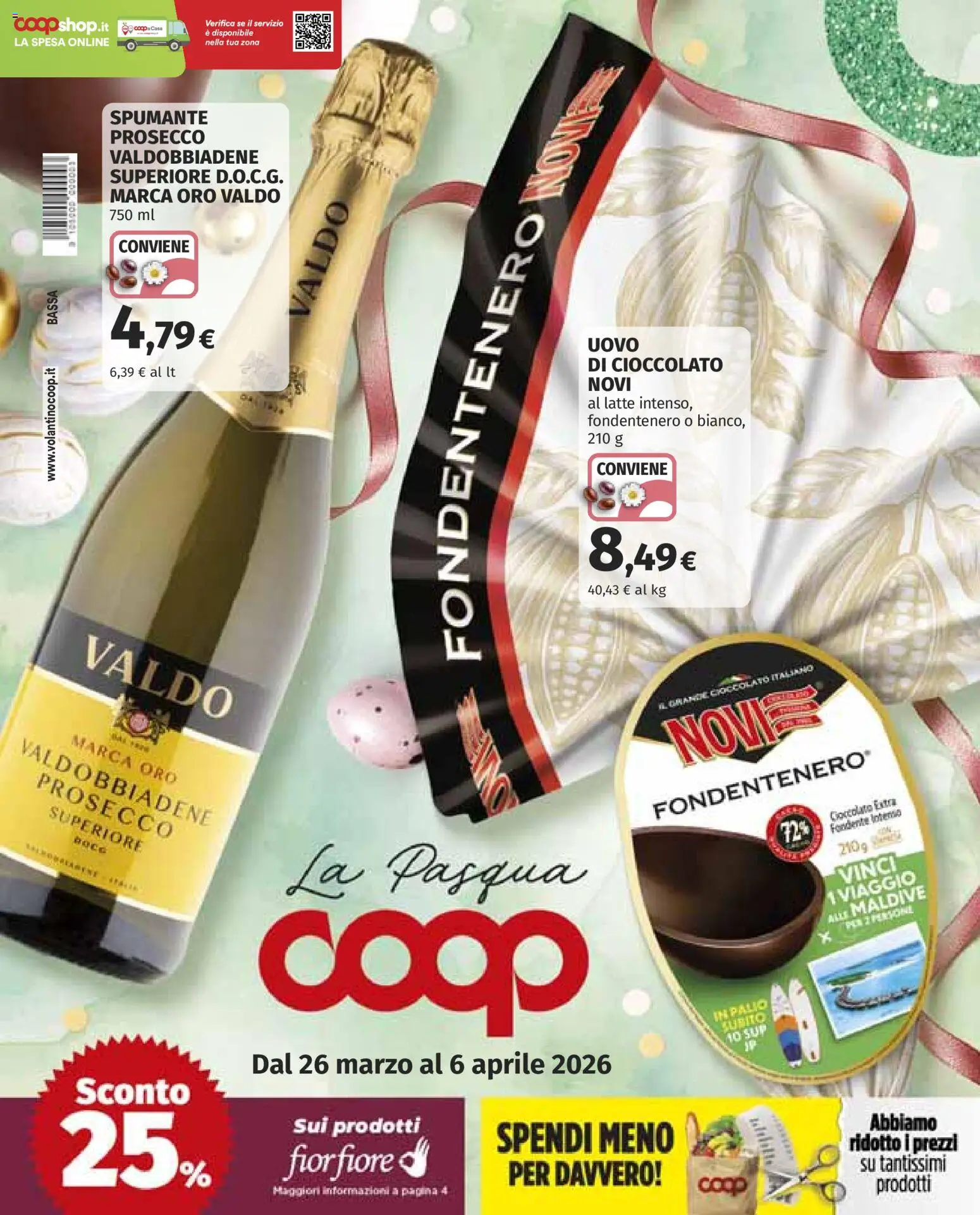 Volantino COOP del 26.03.2026 | Pagina: 1 | Prodotti: Cioccolato, Prosecco, Latte, Spumante