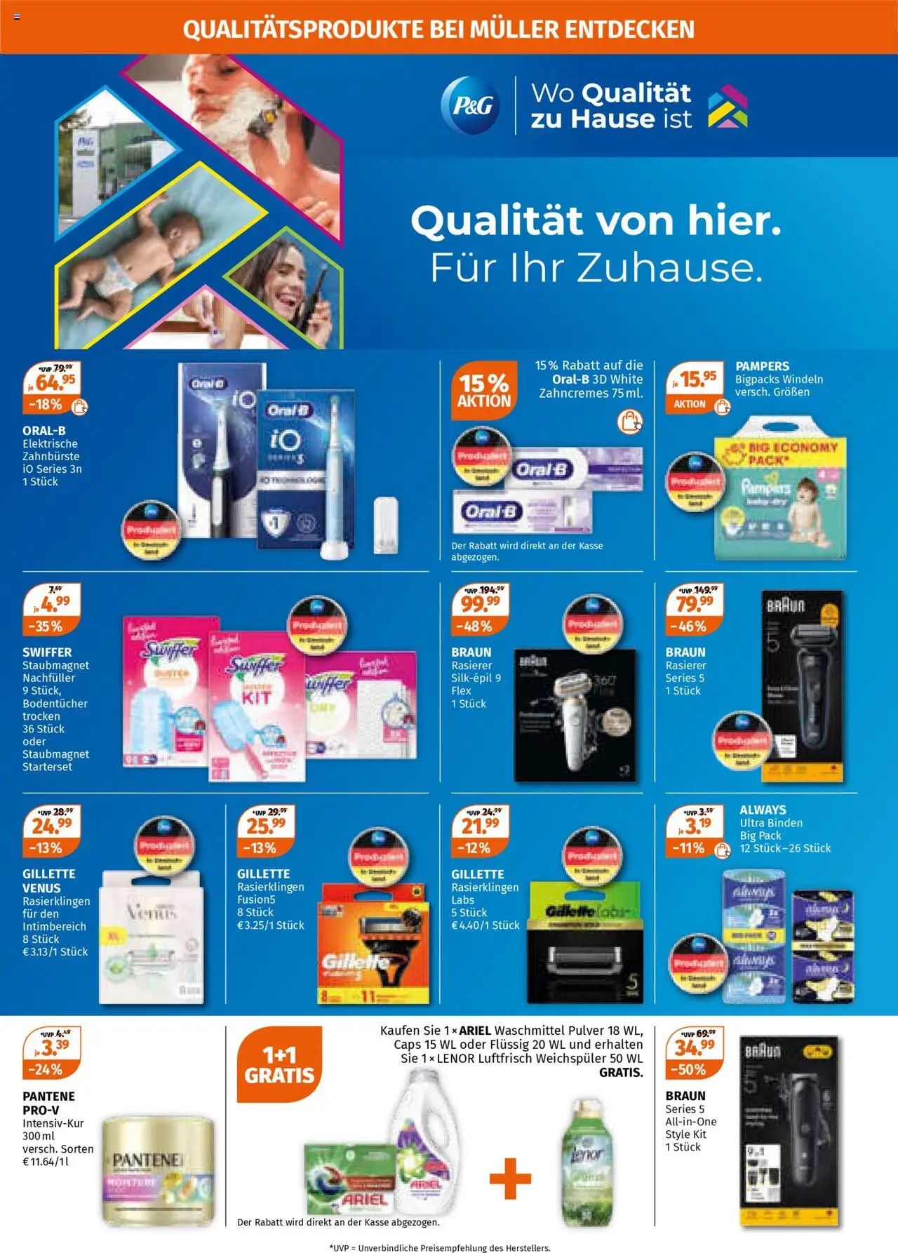 Müller Prospekt 	 – gültig ab 29.09.2025 | Seite: 23 | Produkte: Rasierer, Ariel, Weichspüler, Waschmittel