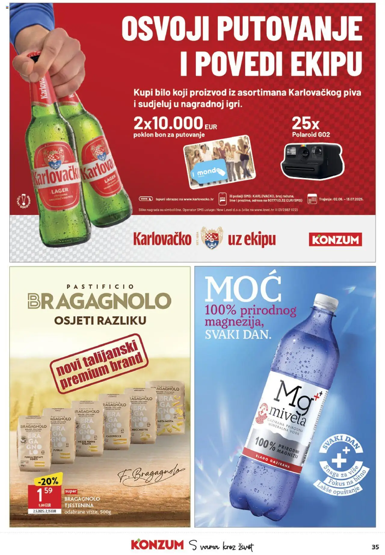 Konzum katalog | vrijedi od 28.05.2025 | Stranica: 35 | Proizvodi: Mineralna voda, Karlovačko, Voda, Pasta