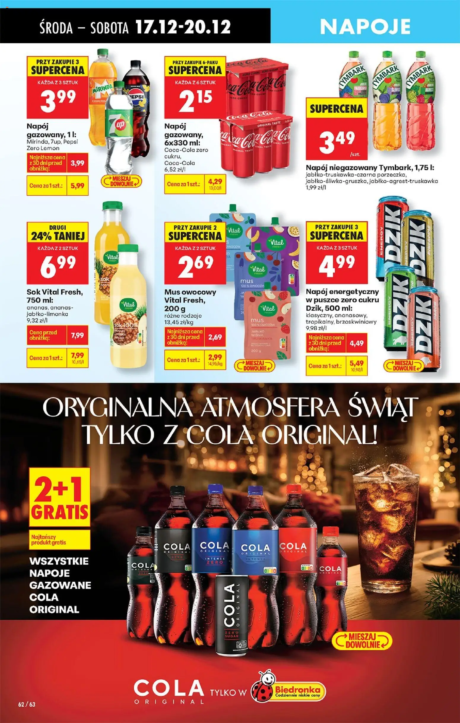 Biedronka gazetka - Oferta w tym tygodniu od 17.12.2025 | Strona: 72 | Produkty: Napoje, Pepsi, Coca cola, Sok
