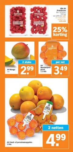 AH Mandarijnen groot, groot 1.5 kilo - Voorbeeld van een folder van Albert Heijn, geldig van 01.12.2025 | Pagina: 13 | Producten: Mandarijnen, Appelen, Mango, Frambozen