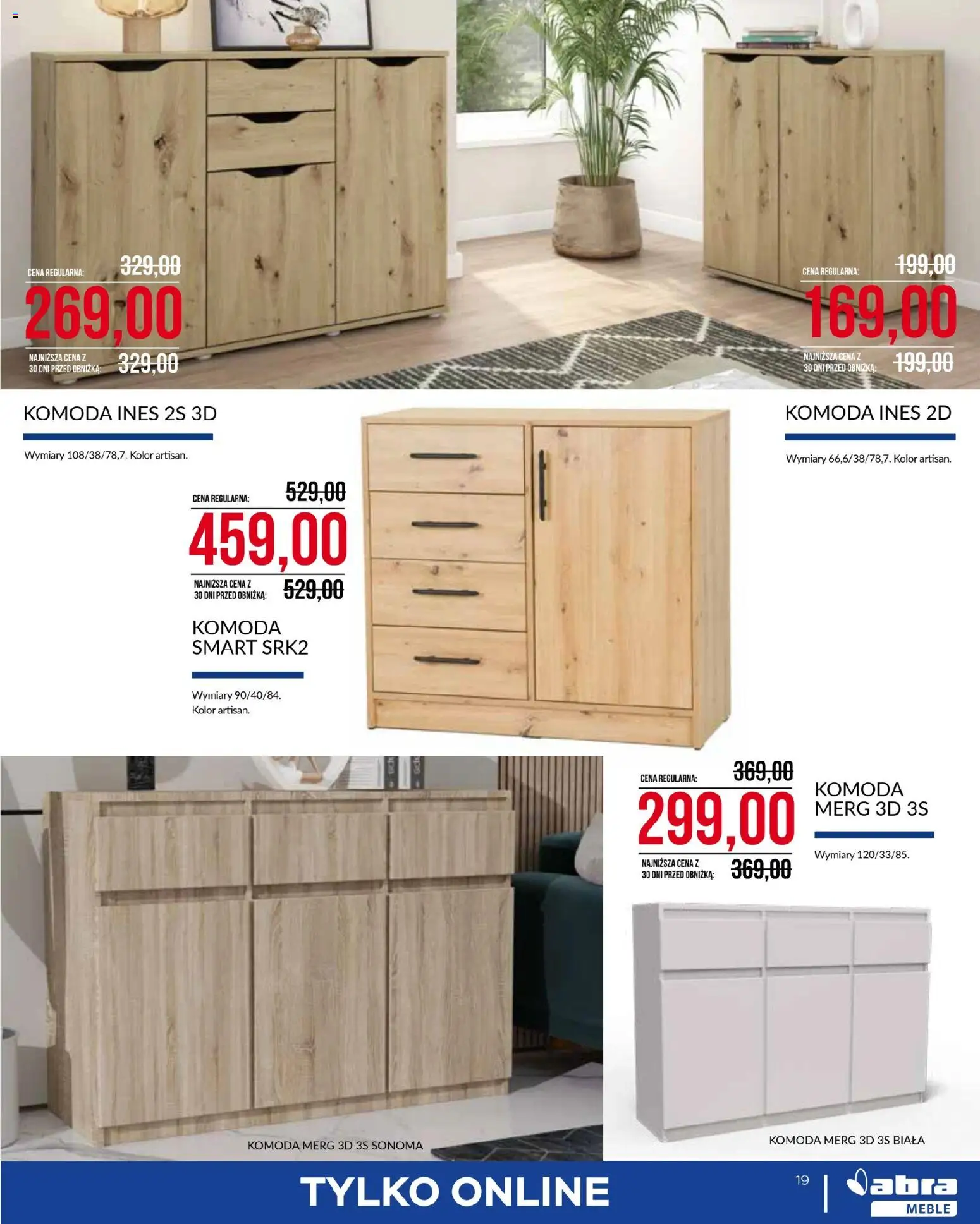 Abra meble Gazetka od 07.01.2026 | Strona: 19 | Produkty: Komoda